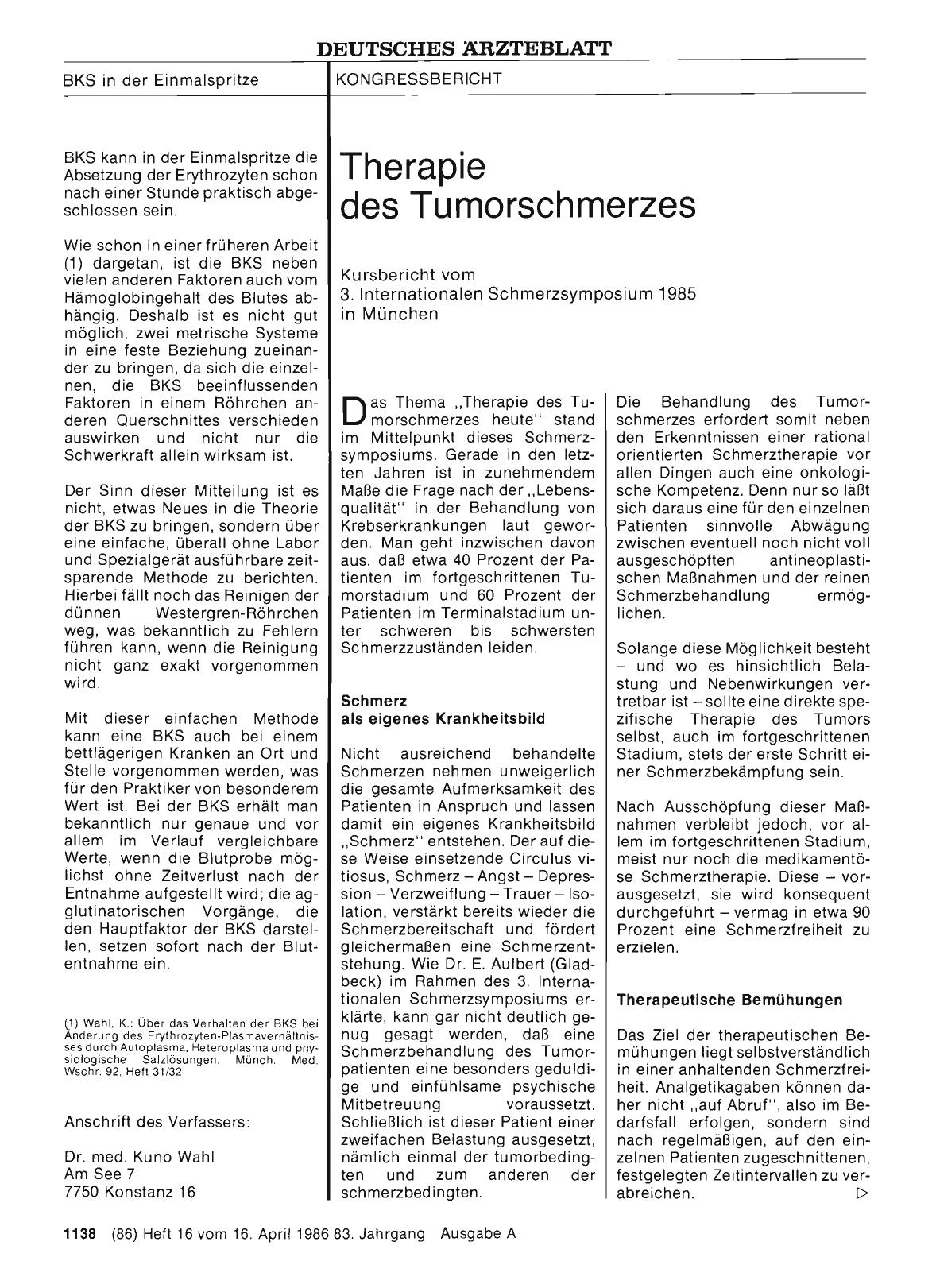 Vorschauseite 1: Therapie des Tumorschmerzes