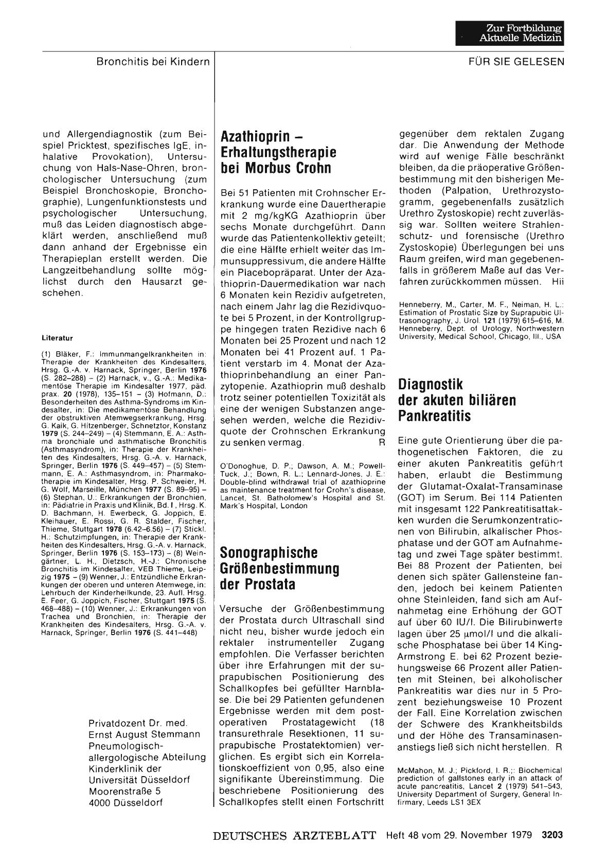 Vorschauseite 1: Diagnostik der akuten biliären Pankreatitis