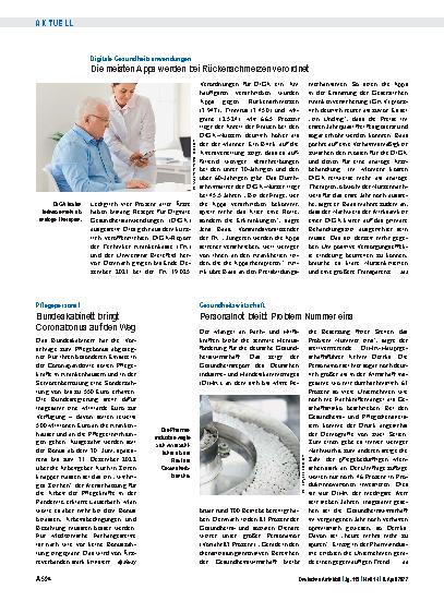 Vorschauseite 1: Digitale Gesundheitsanwendungen: Die meisten Apps werden bei Rückenschmerzen verordnet