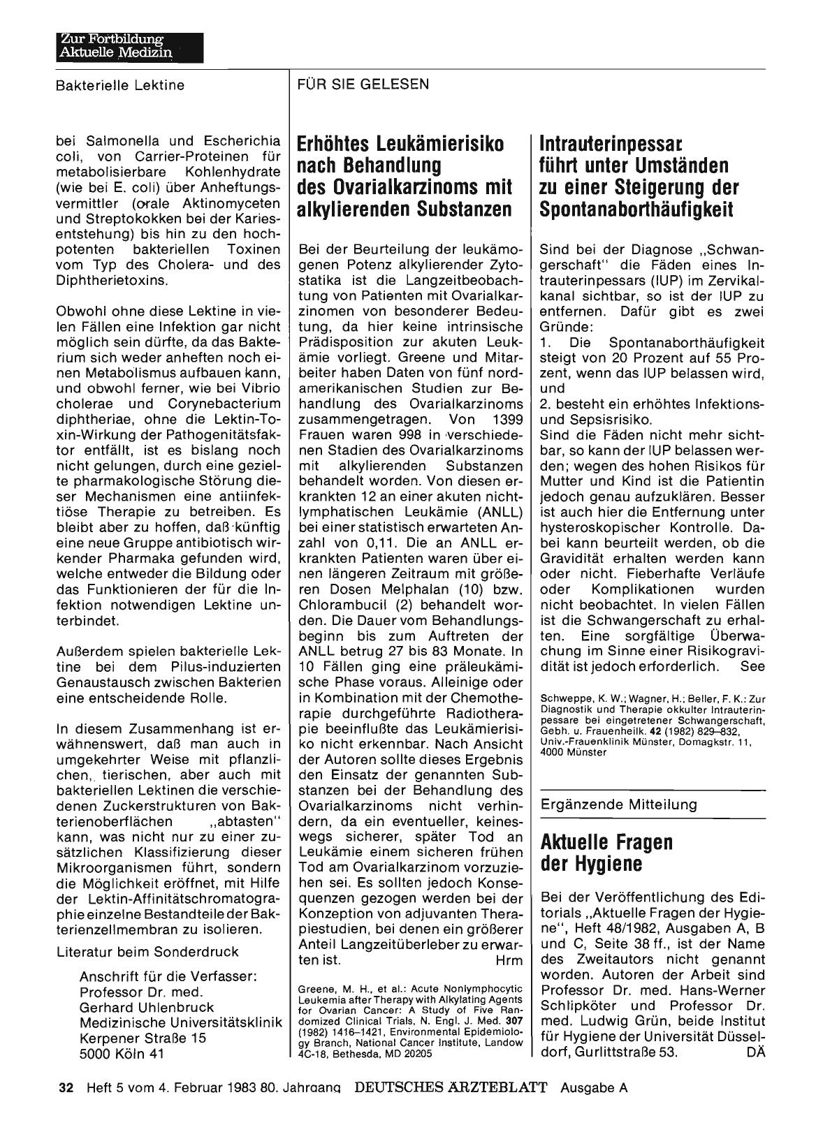 Vorschauseite 1: Erhöhtes Leukämierisiko nach Behandlung des Ovarialkarzinoms mit alkylierenden Substanzen