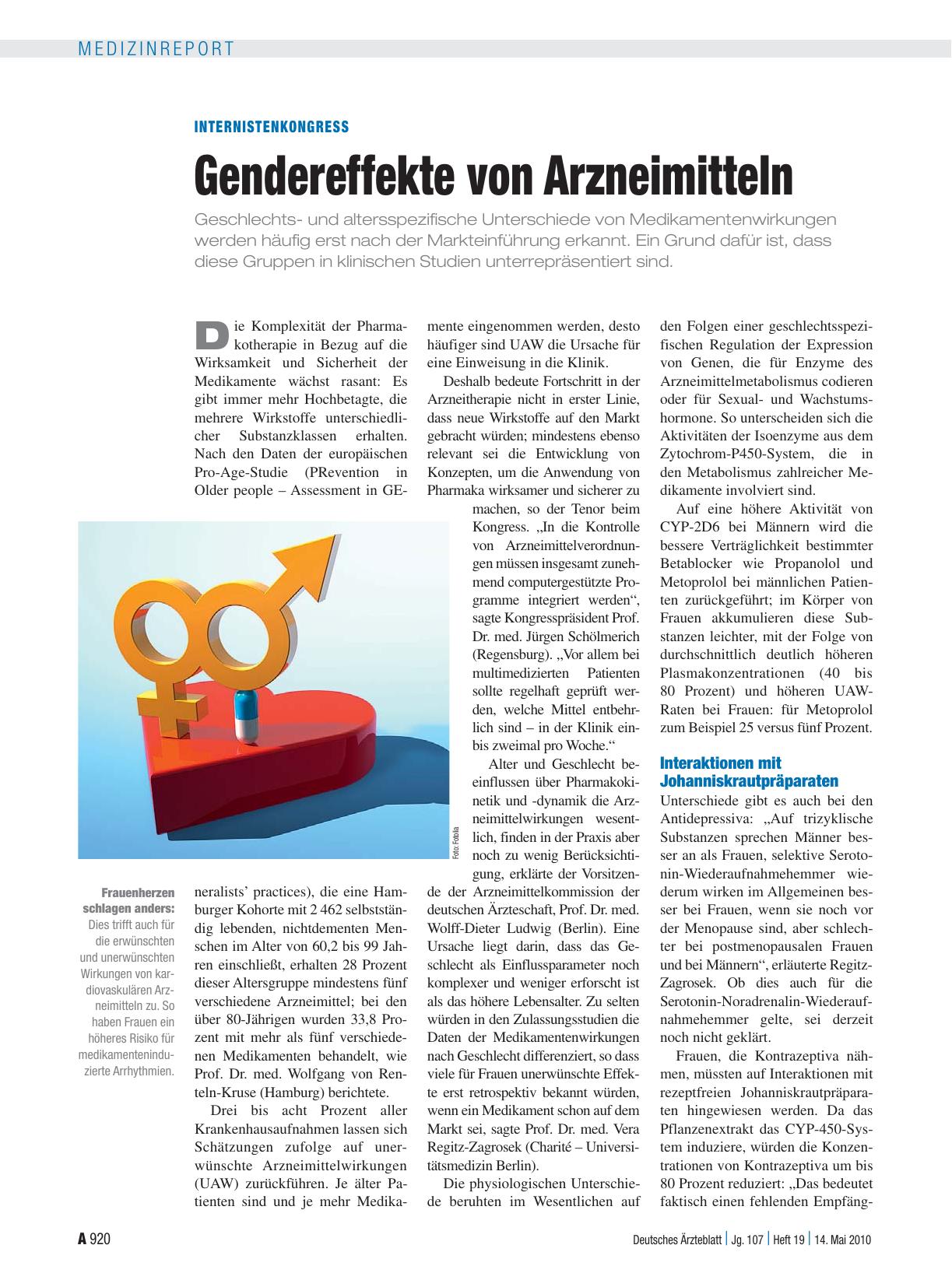 Vorschauseite 1: Internistenkongress: Gendereffekte von Arzneimitteln