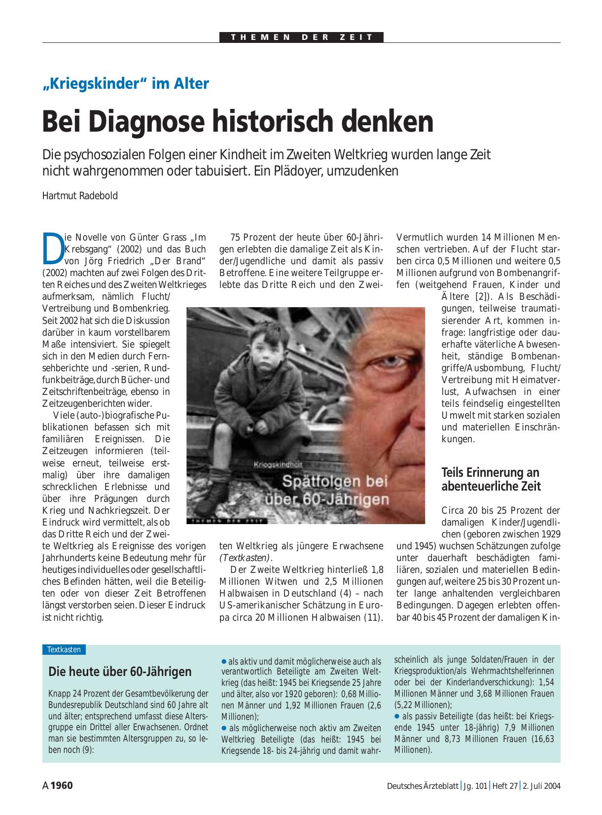 Vorschauseite 1: „Kriegskinder“ im Alter: Bei Diagnose historisch denken