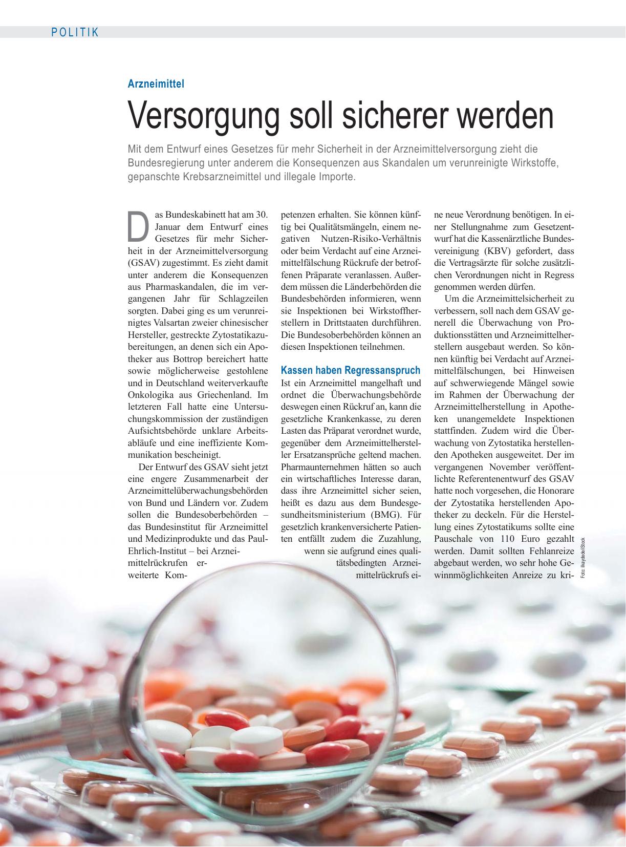 Vorschauseite 1: Arzneimittel: Versorgung soll sicherer werden