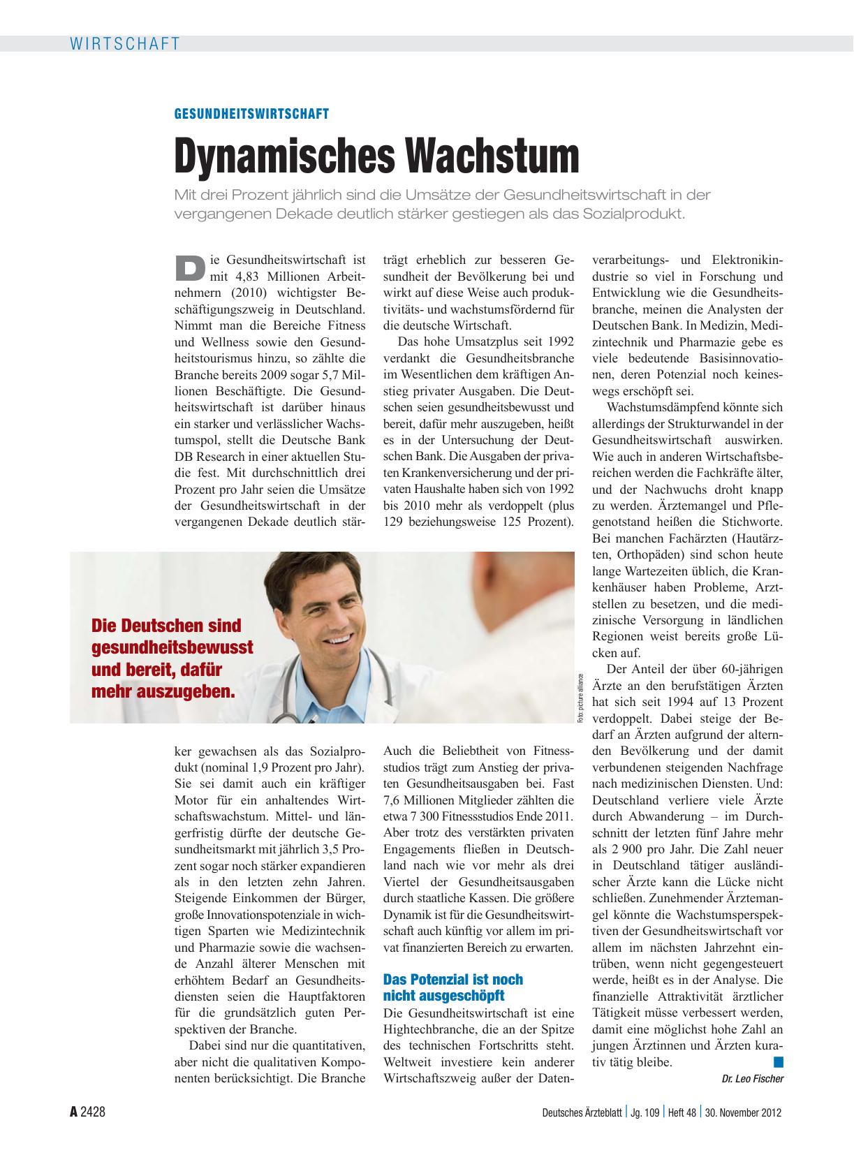 Vorschauseite 1: Gesundheitswirtschaft: Dynamisches Wachstum