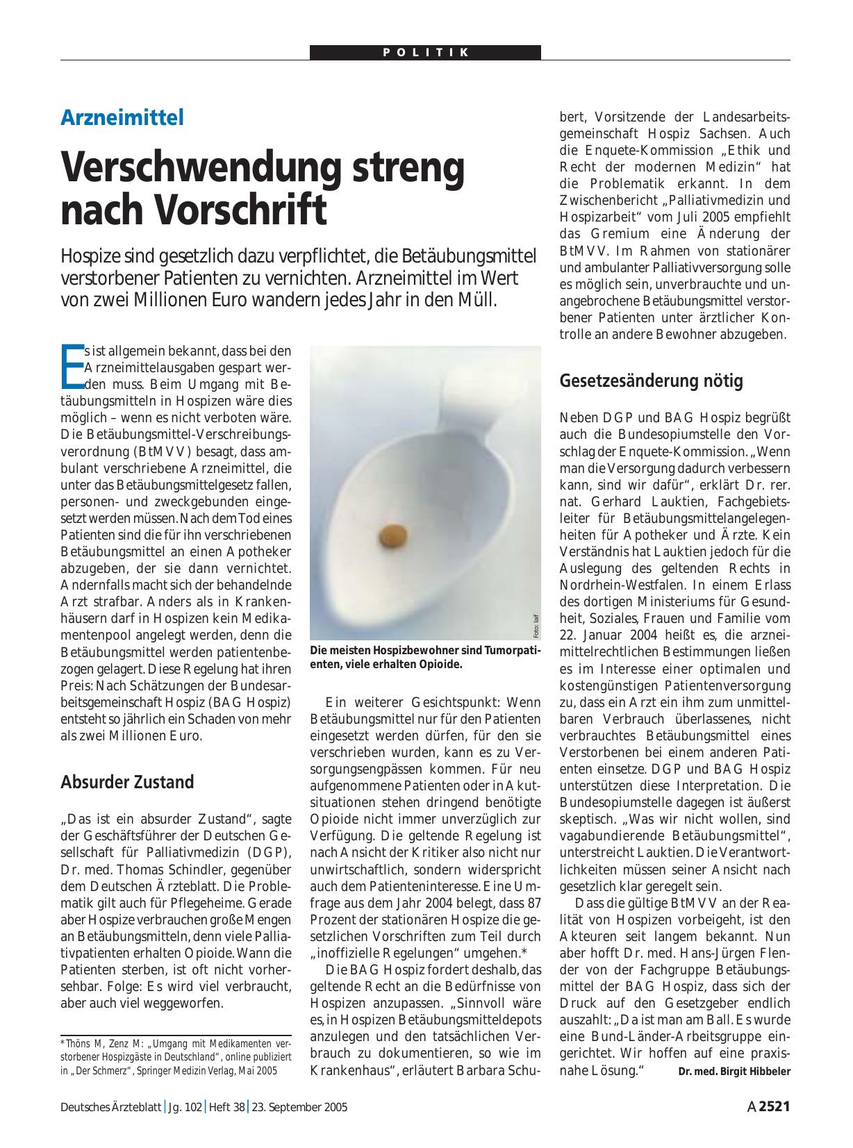Vorschauseite 1: Arzneimittel: Verschwendung streng nach Vorschrift