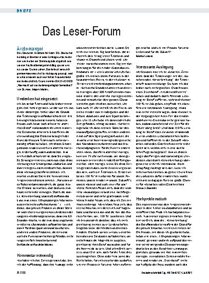 Vorschauseite 1: Ärztemangel: Kommentar notwendig