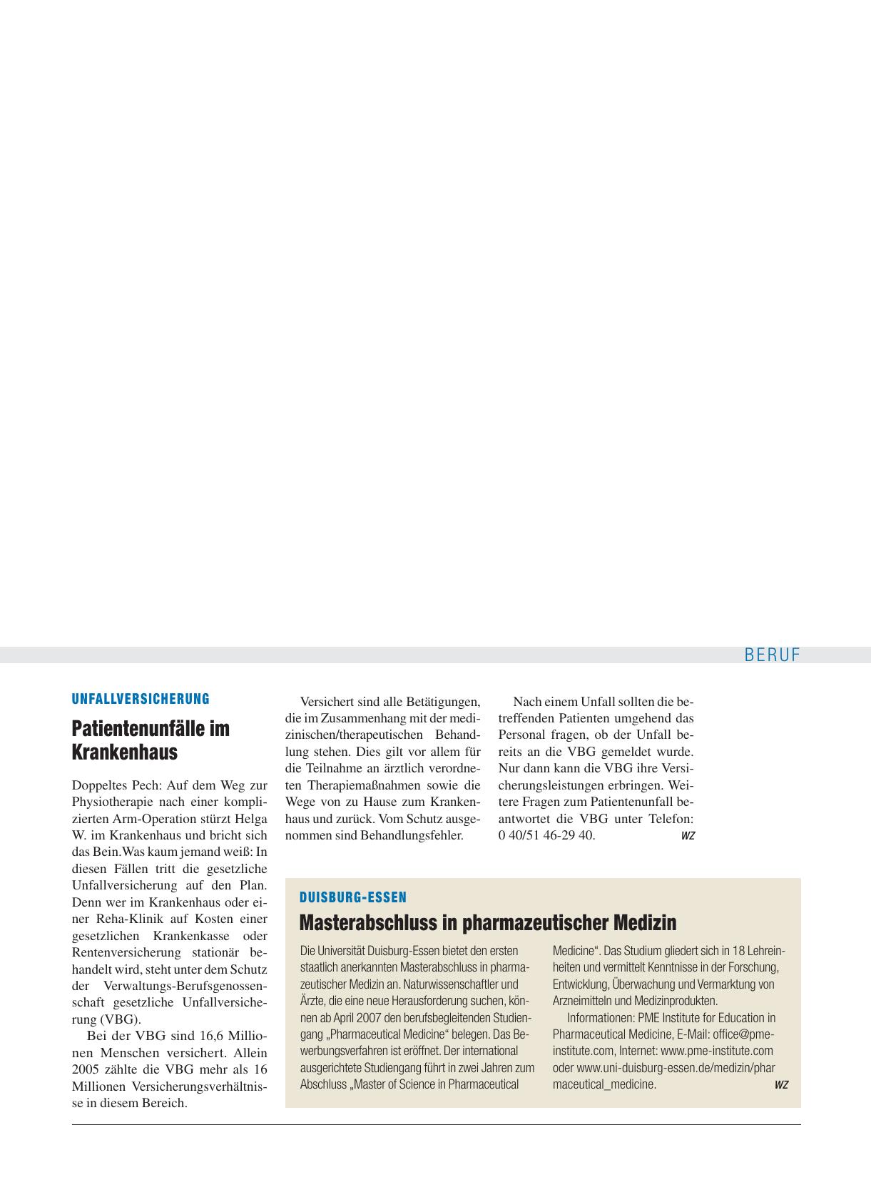 Vorschauseite 1: Duisburg-Essen: Masterabschluss in pharmazeutischer Medizin