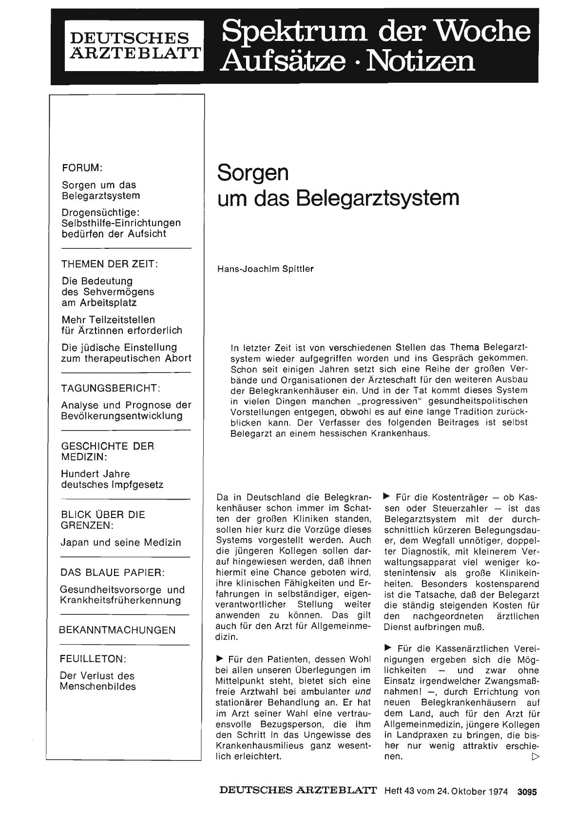 Vorschauseite 1: Sorgen um das Belegarztsystem