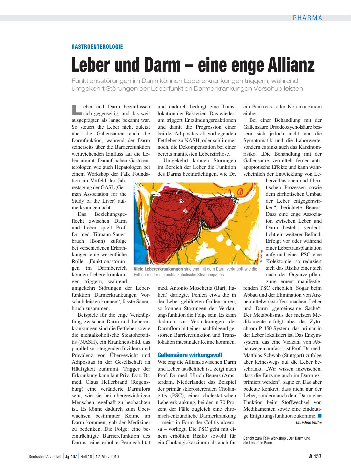 Vorschauseite 1: Gastroenterologie: Leber und Darm – eine enge Allianz