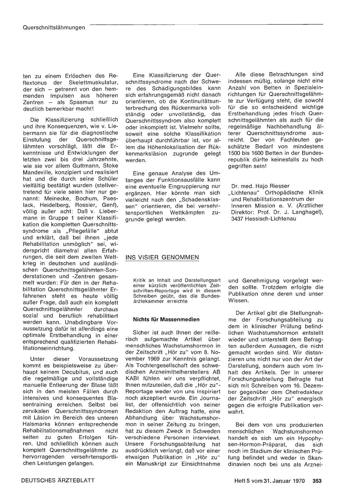 Vorschauseite 1: Ins Visier genommen: Nichts für Massenmedien