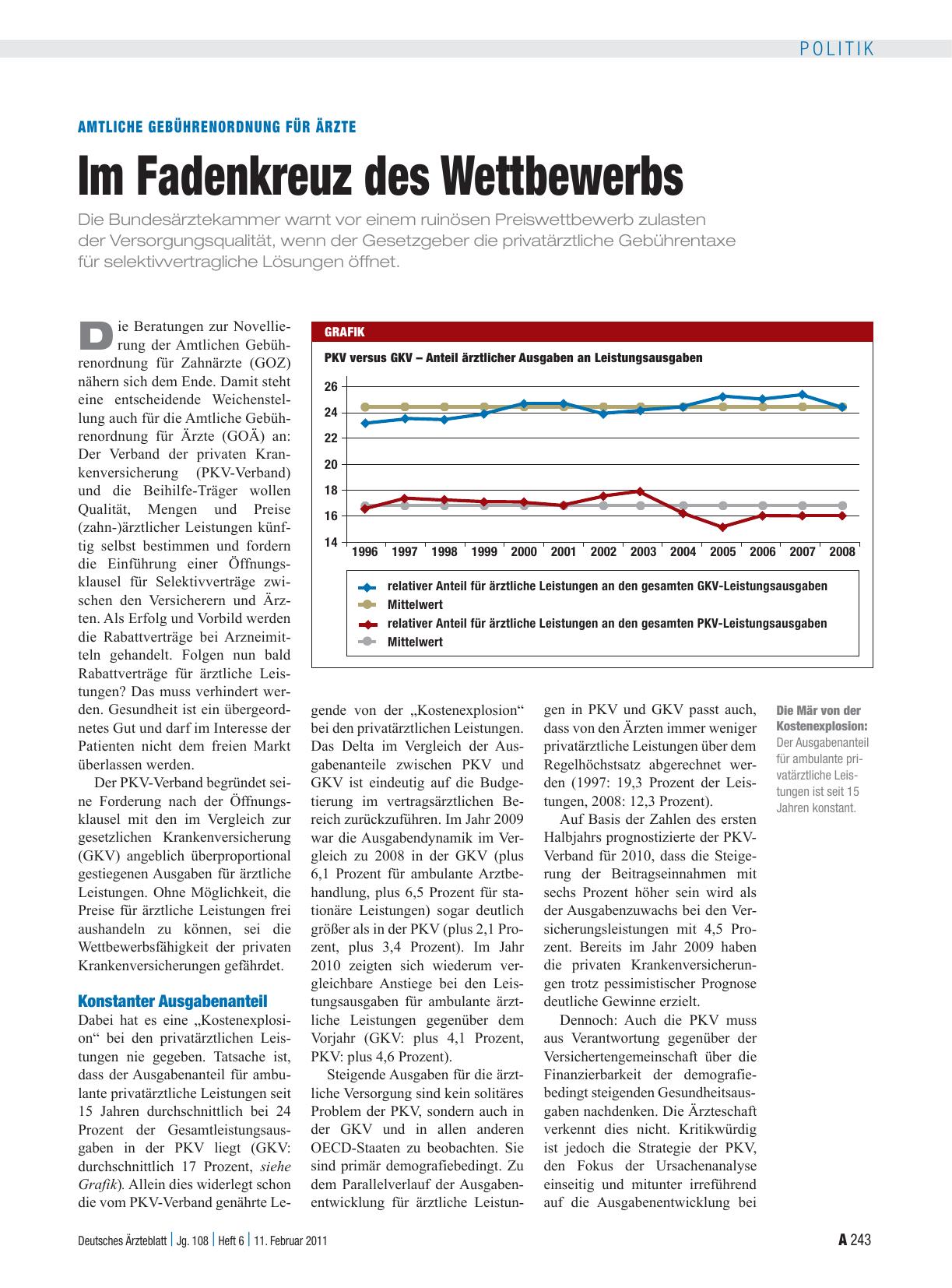 Vorschauseite 1: Amtliche Gebührenordnung für Ärzte: Im Fadenkreuz des Wettbewerbs
