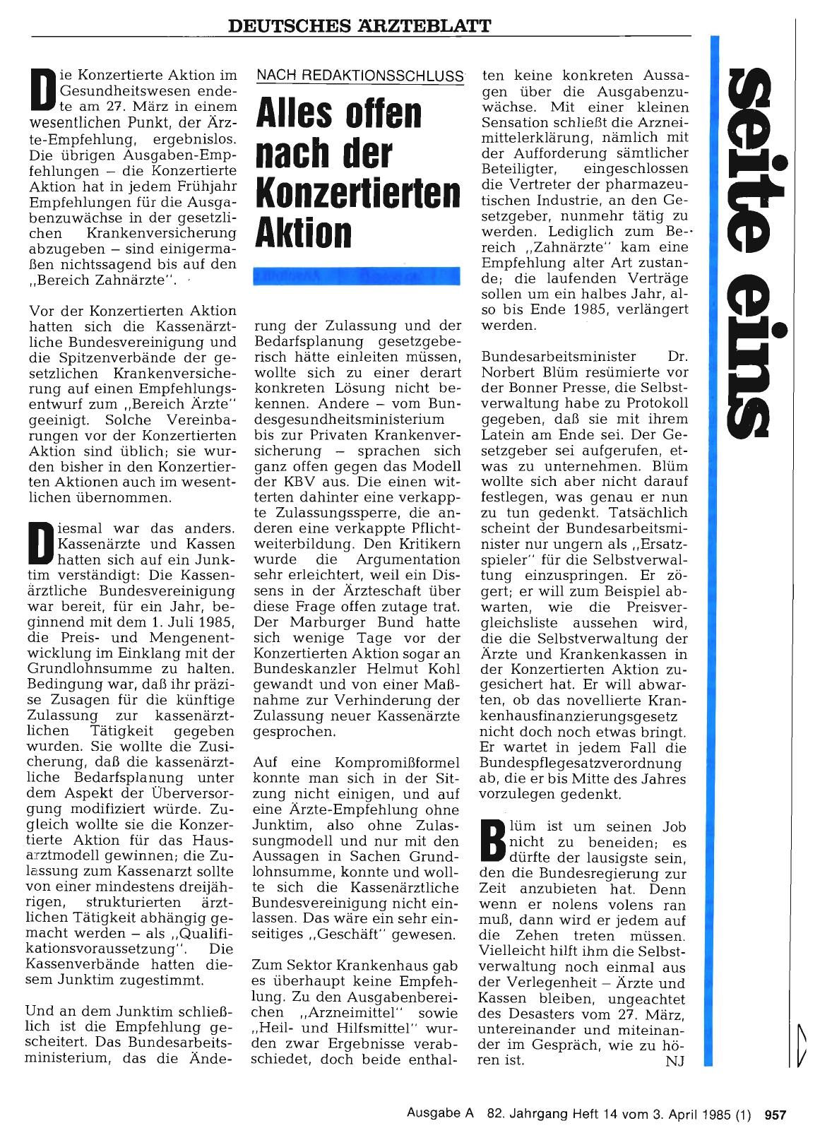Vorschauseite 1: Alles offen nach der Konzertierten Aktion