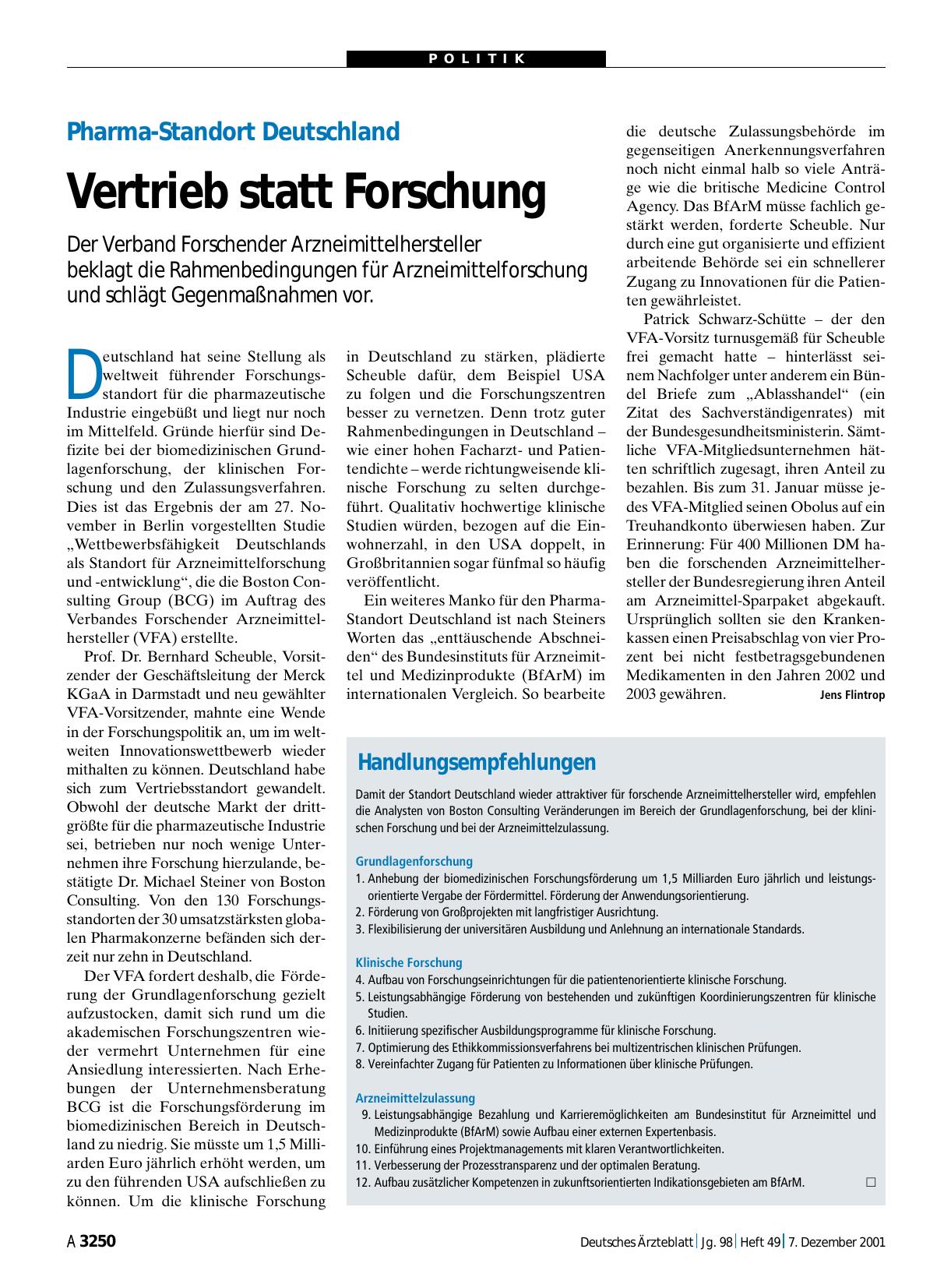 Vorschauseite 1: Pharma-Standort Deutschland: Vertrieb statt Forschung