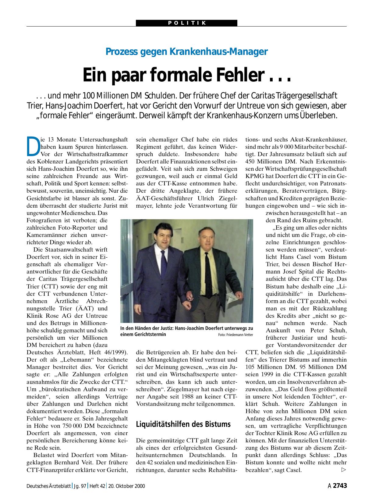 Vorschauseite 1: Prozess gegen Krankenhaus-Manager: Ein paar formale Fehler. ..