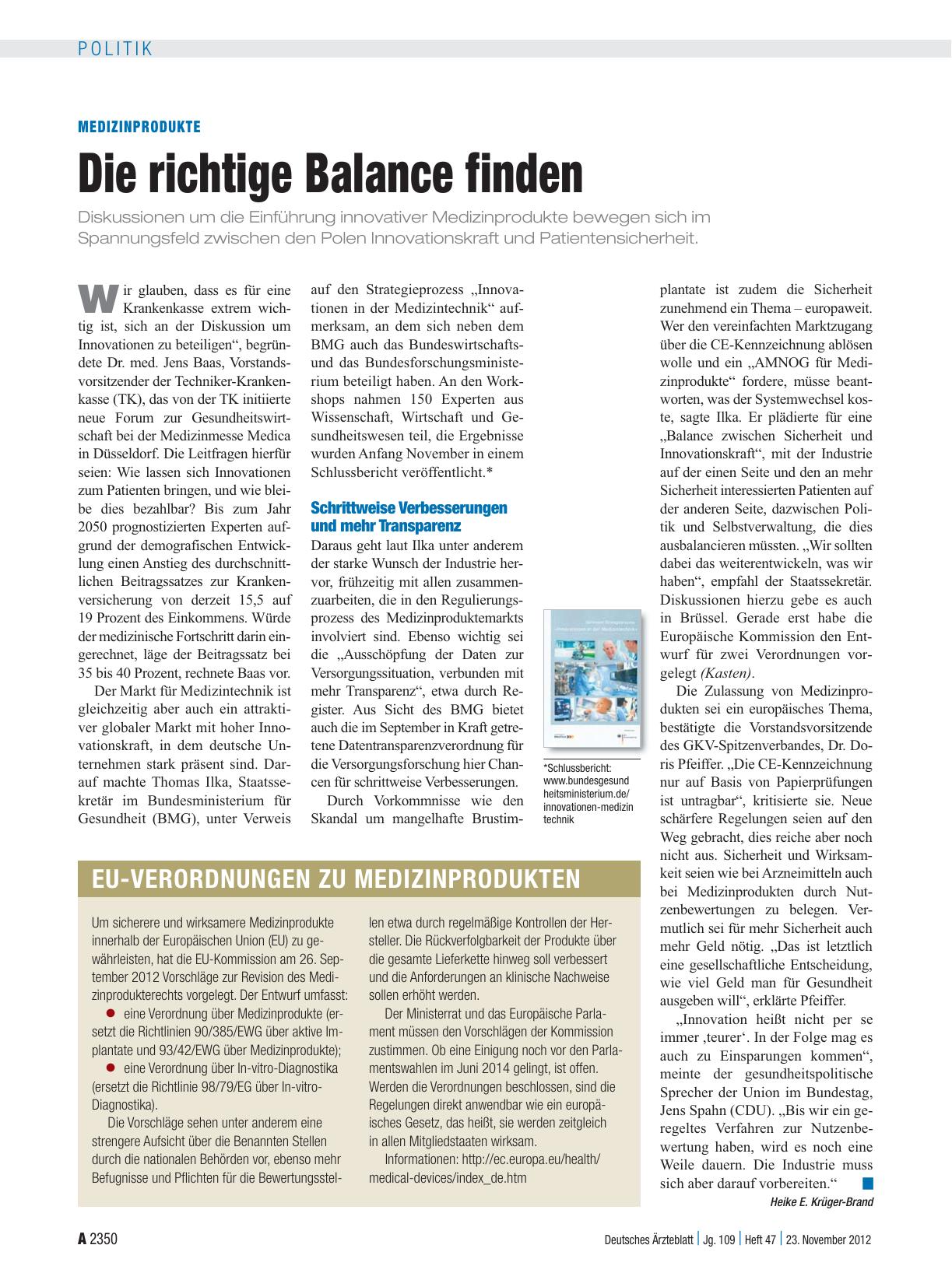 Vorschauseite 1: Medizinprodukte: Die richtige Balance finden