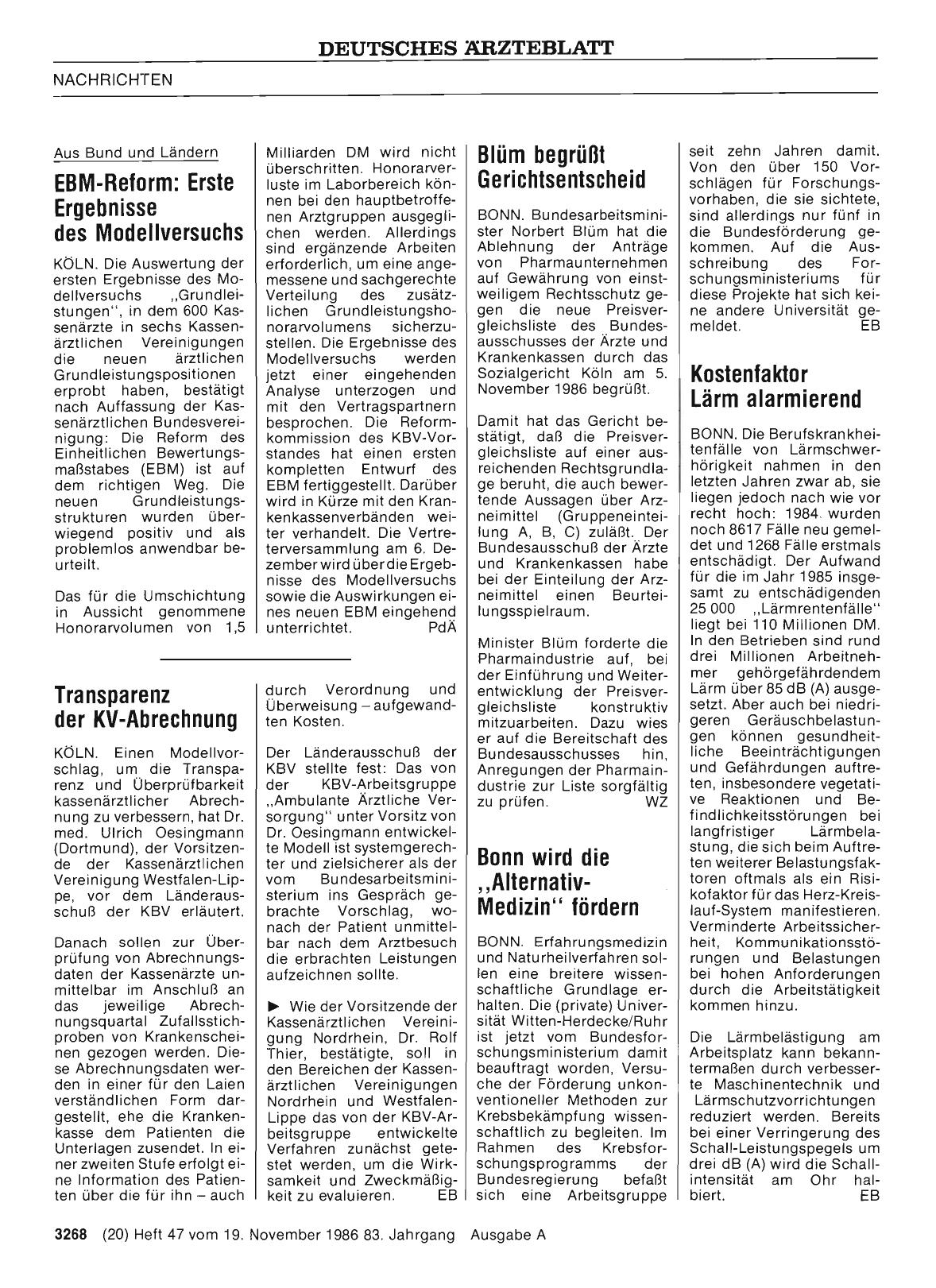 Vorschauseite 1: EBM-Reform: Erste Ergebnisse des Modellversuchs