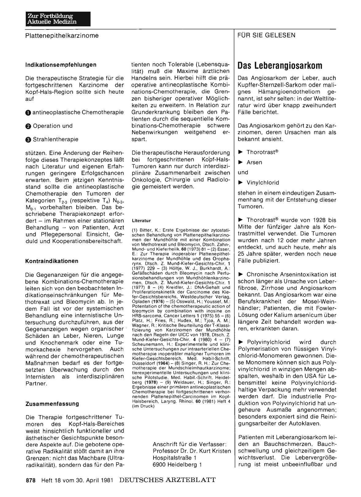 Vorschauseite 1: Das Leberangiosarkom