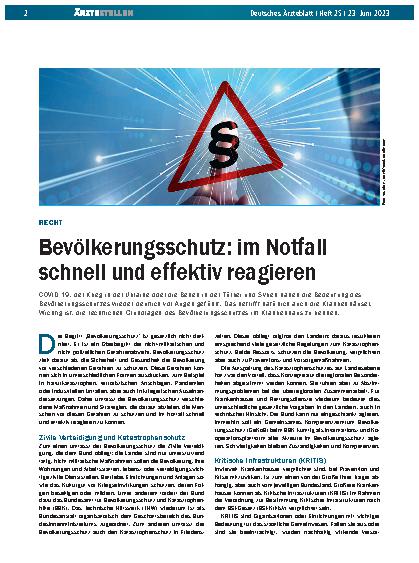 Vorschauseite 1: Richtig: Bevölkerungsschutz — im Notfall schnell und effektiv reagieren