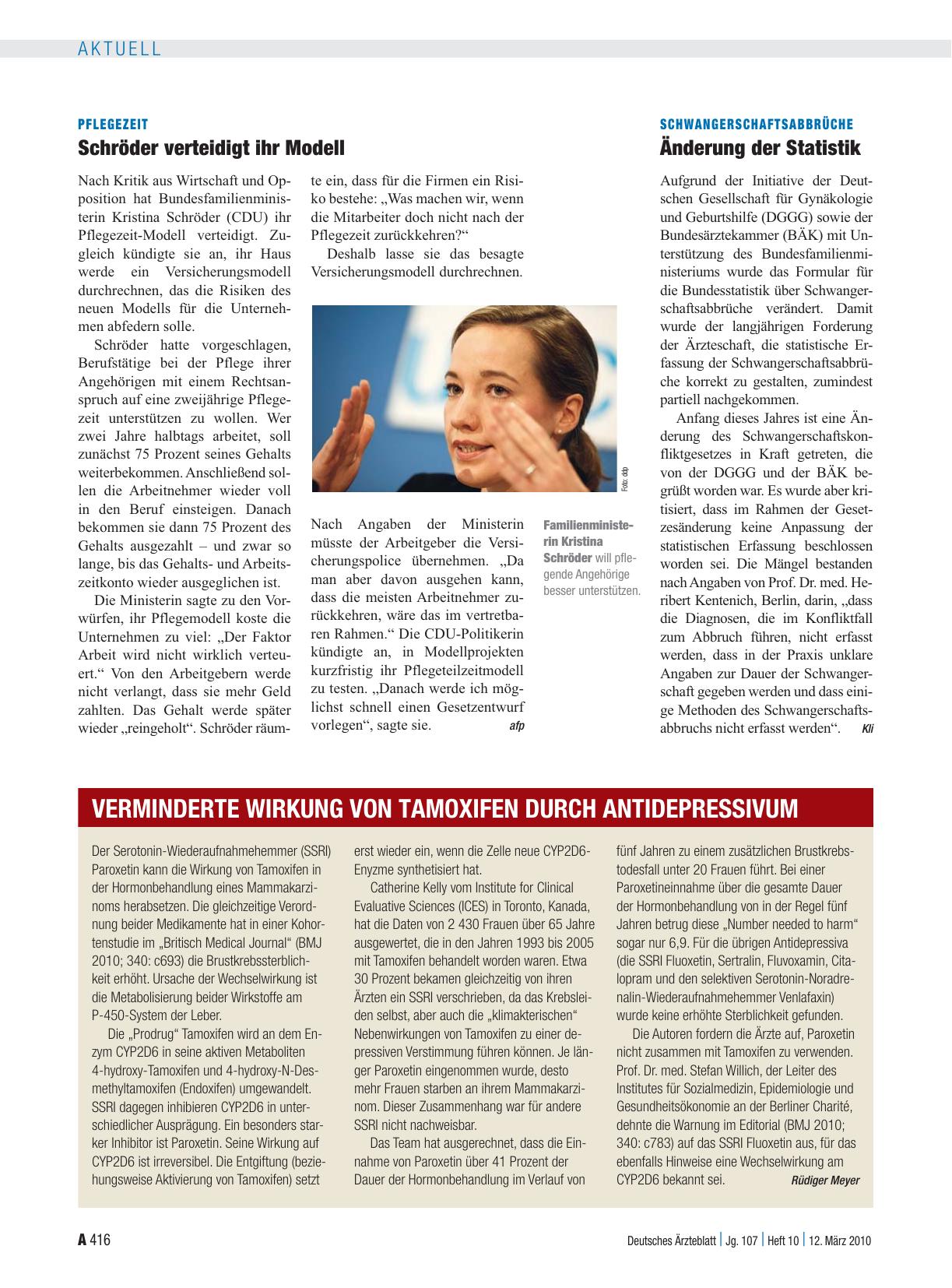 Vorschauseite 1: Pflegezeit: Schröder verteidigt ihr Modell