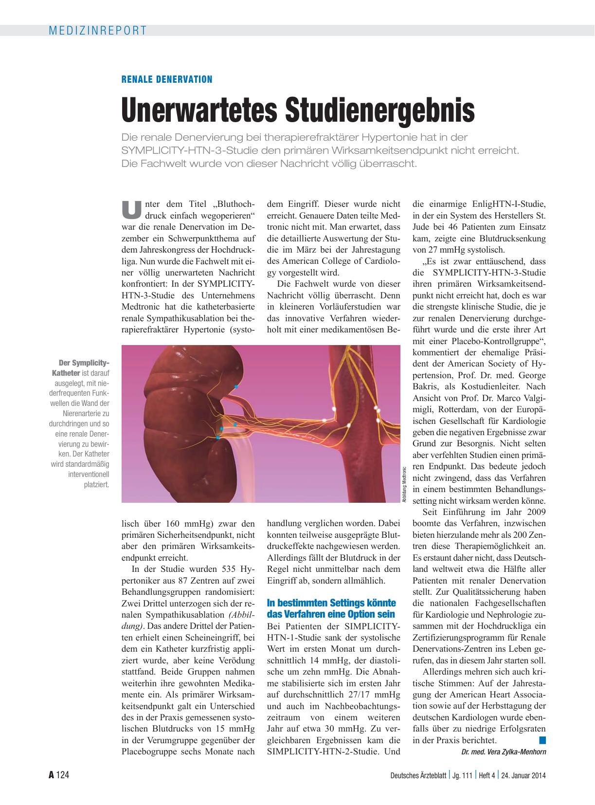 Vorschauseite 1: Renale Denervation: Unerwartetes Studienergebnis