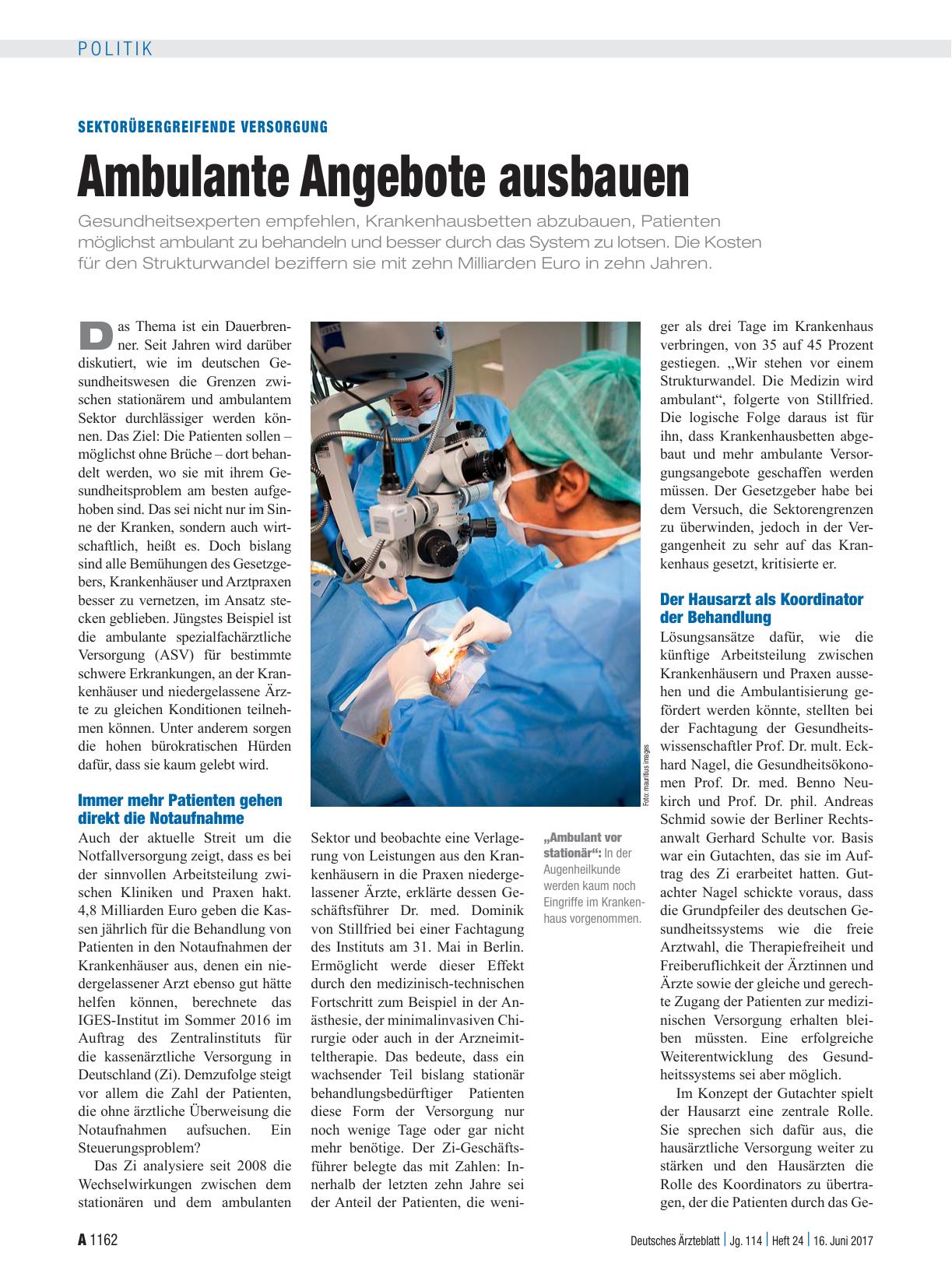 Vorschauseite 1: Sektorübergreifende Versorgung: Ambulante Angebote ausbauen