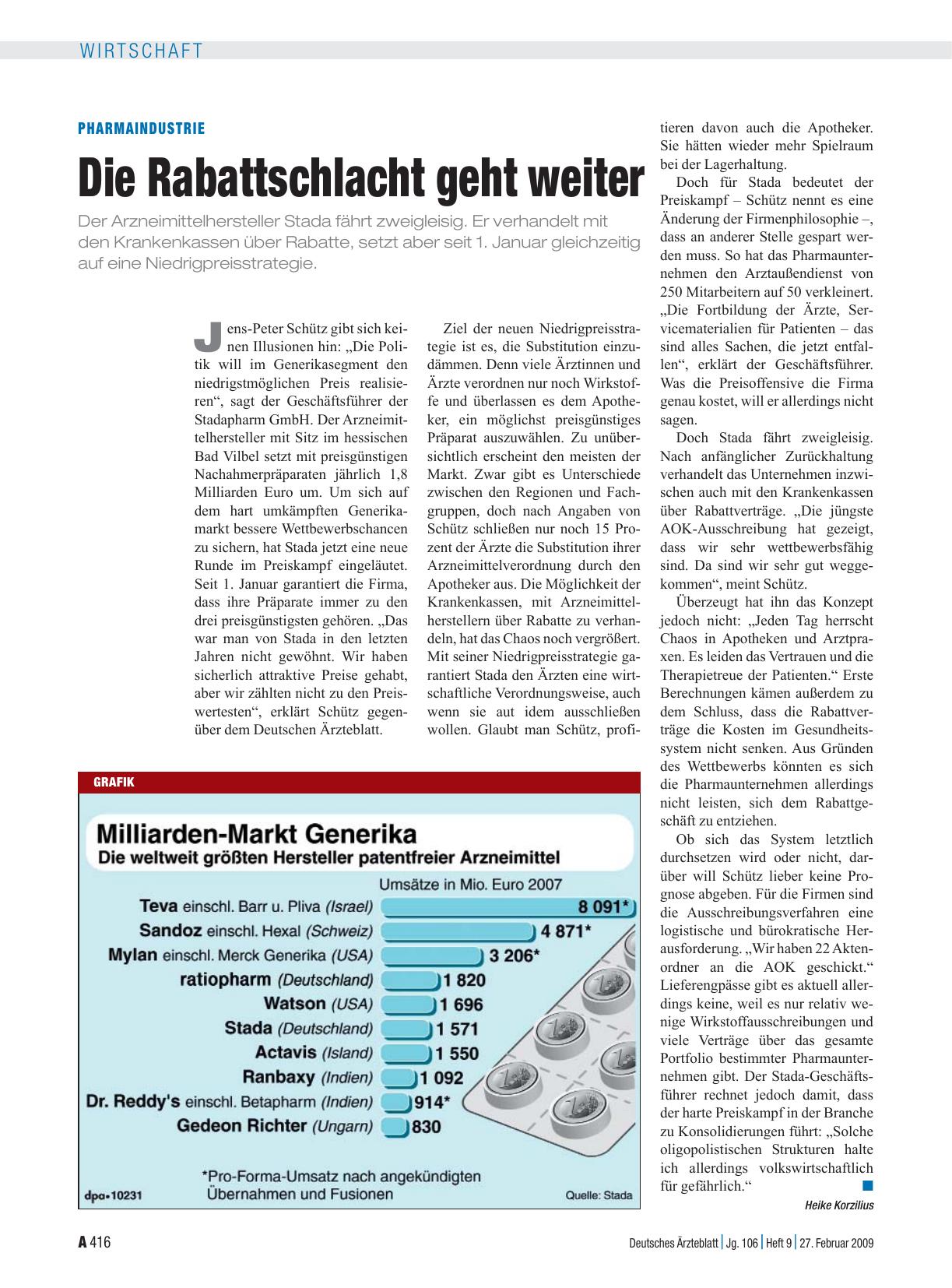 Vorschauseite 1: Pharmaindustrie: Die Rabattschlacht geht weiter