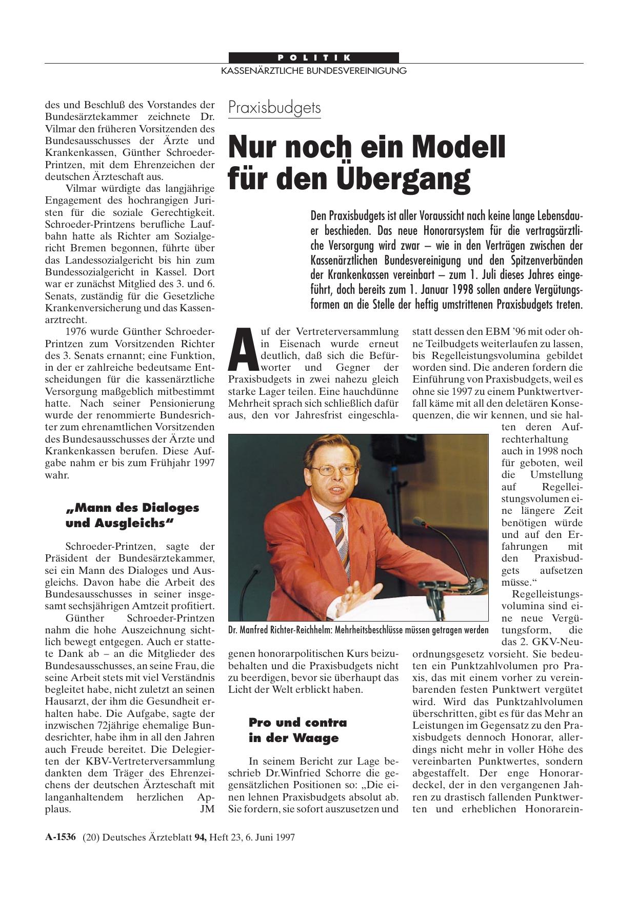 Vorschauseite 1: Praxisbudgets: Nur noch ein Modell für den Übergang