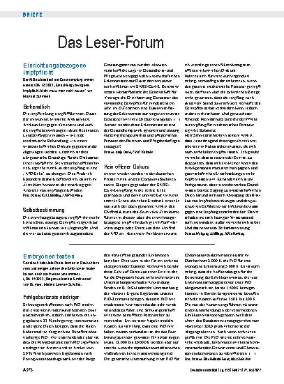 Vorschauseite 1: Einrichtungsbezogene Impfpflicht: Befremdlich