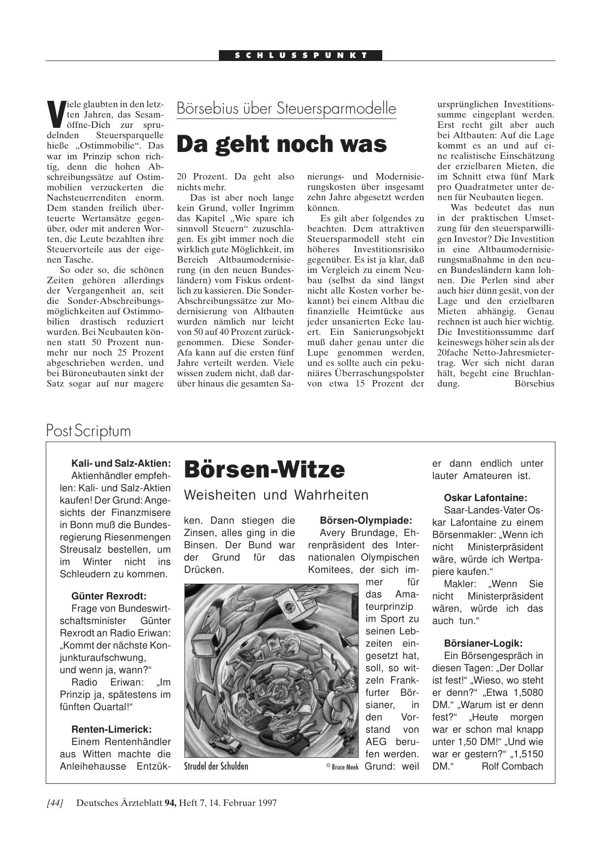 Vorschauseite 1: Börsebius über Steuersparmodelle: Da geht noch was