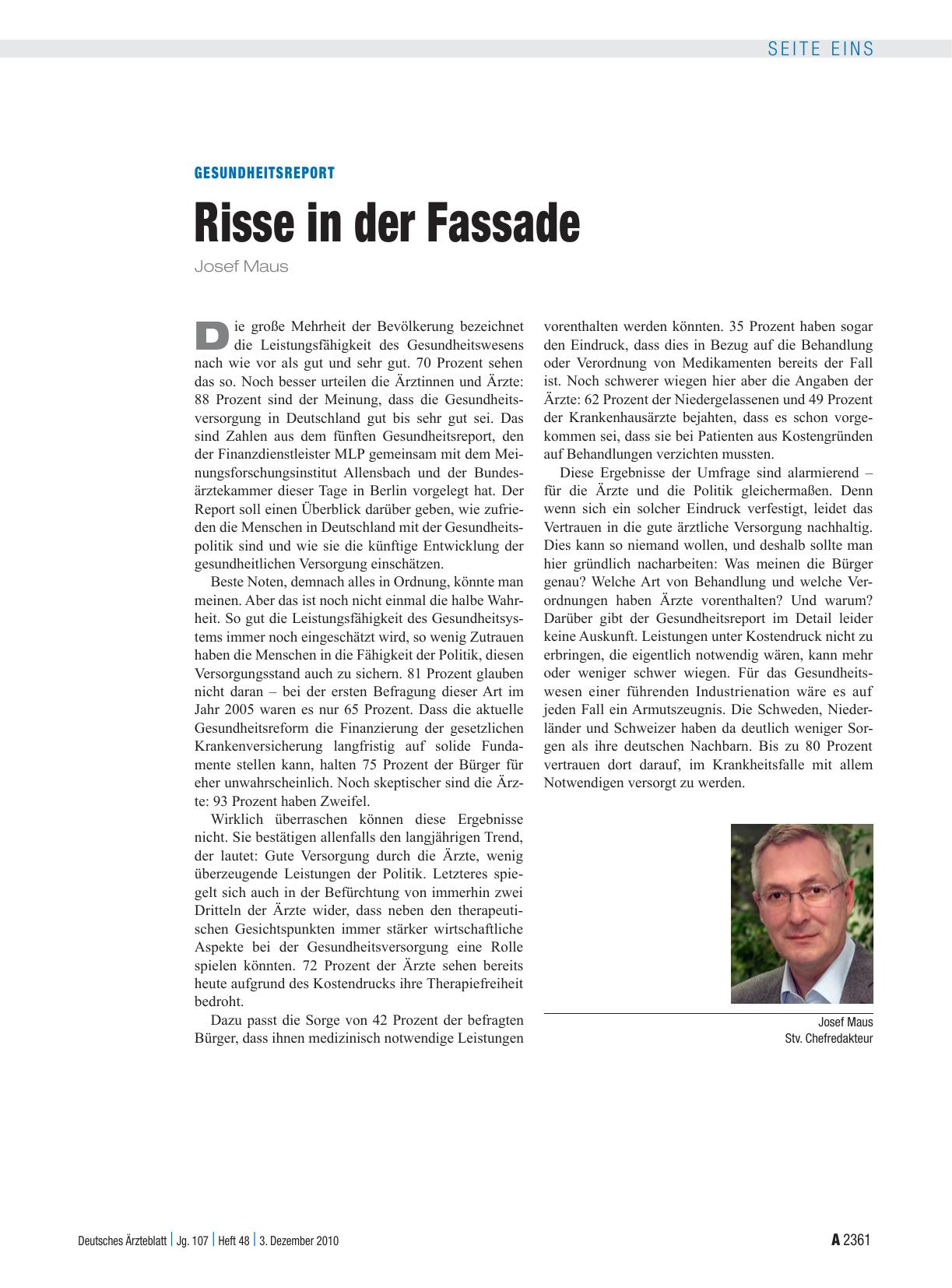 Vorschauseite 1: Gesundheitsreport: Risse in der Fassade