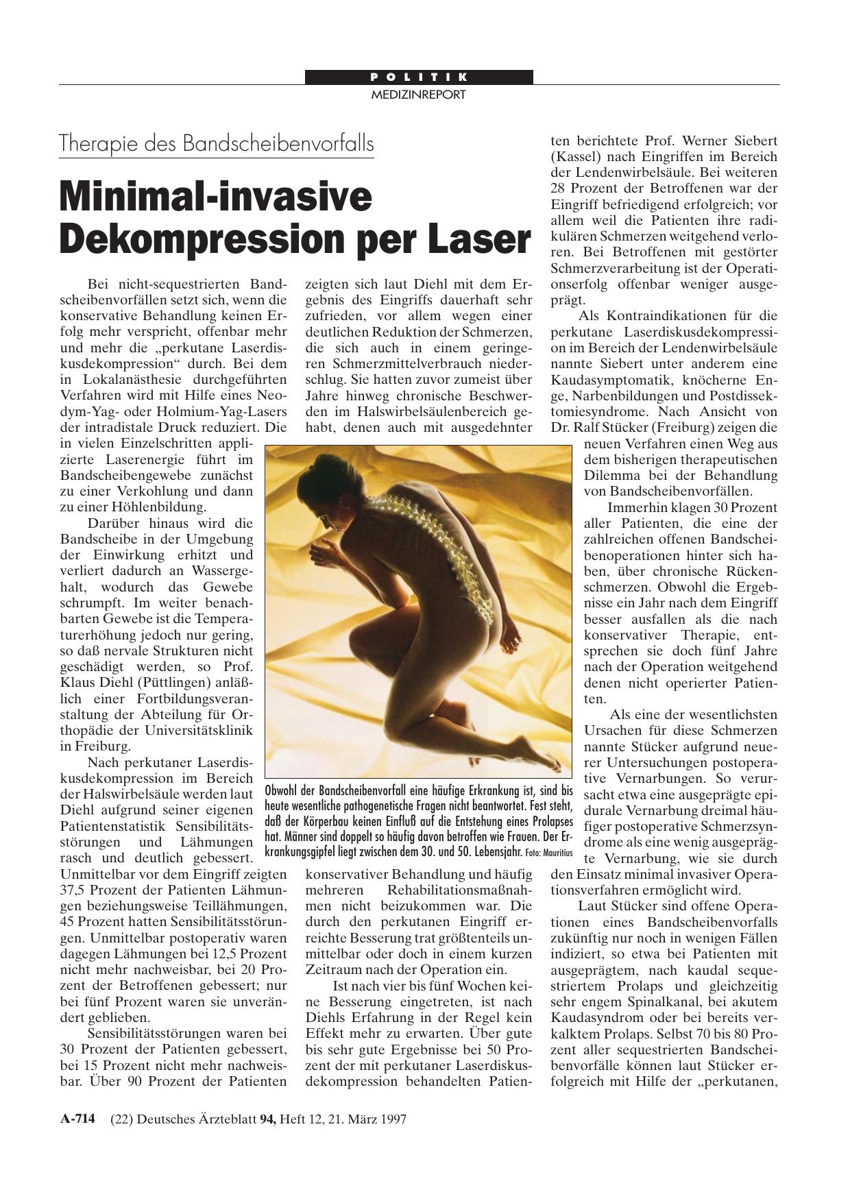 Vorschauseite 1: Therapie des Bandscheibenvorfalls: Minimal-invasive Dekompression per Laser