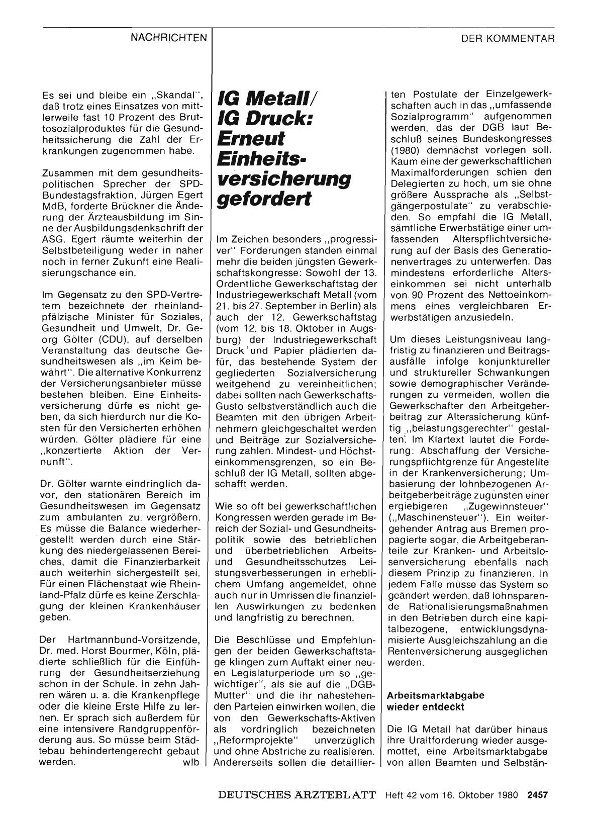 Vorschauseite 1: IG Metall/ IG Druck: Erneut Einheitsversicherung gefordert