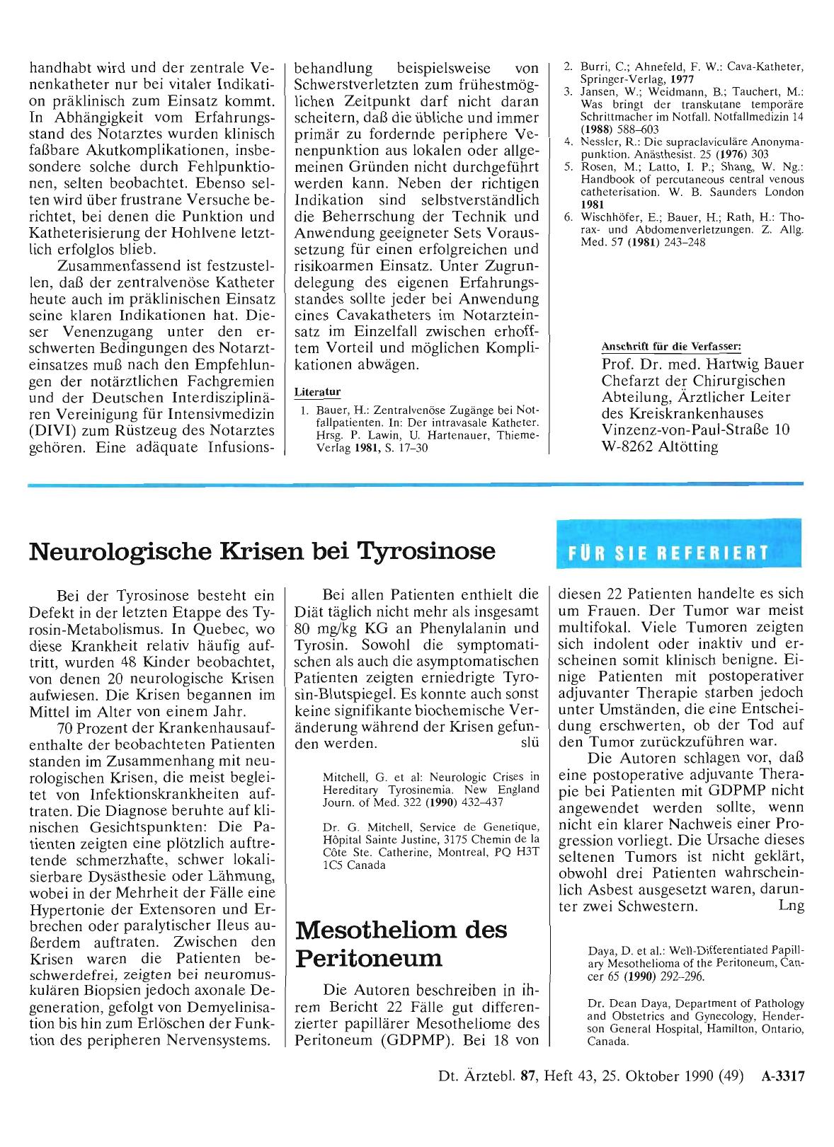 Vorschauseite 1: Mesotheliom des Peritoneum