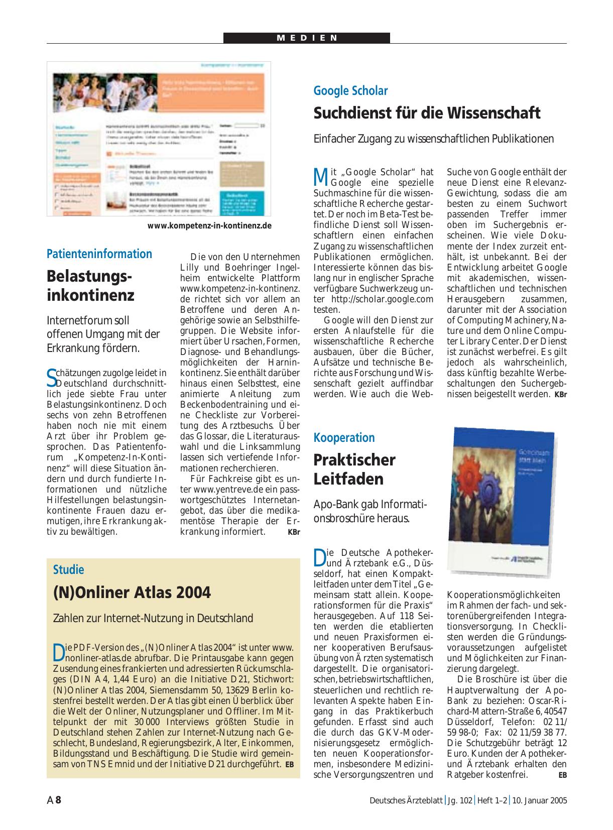Vorschauseite 1: Studie: (N)Onliner Atlas 2004