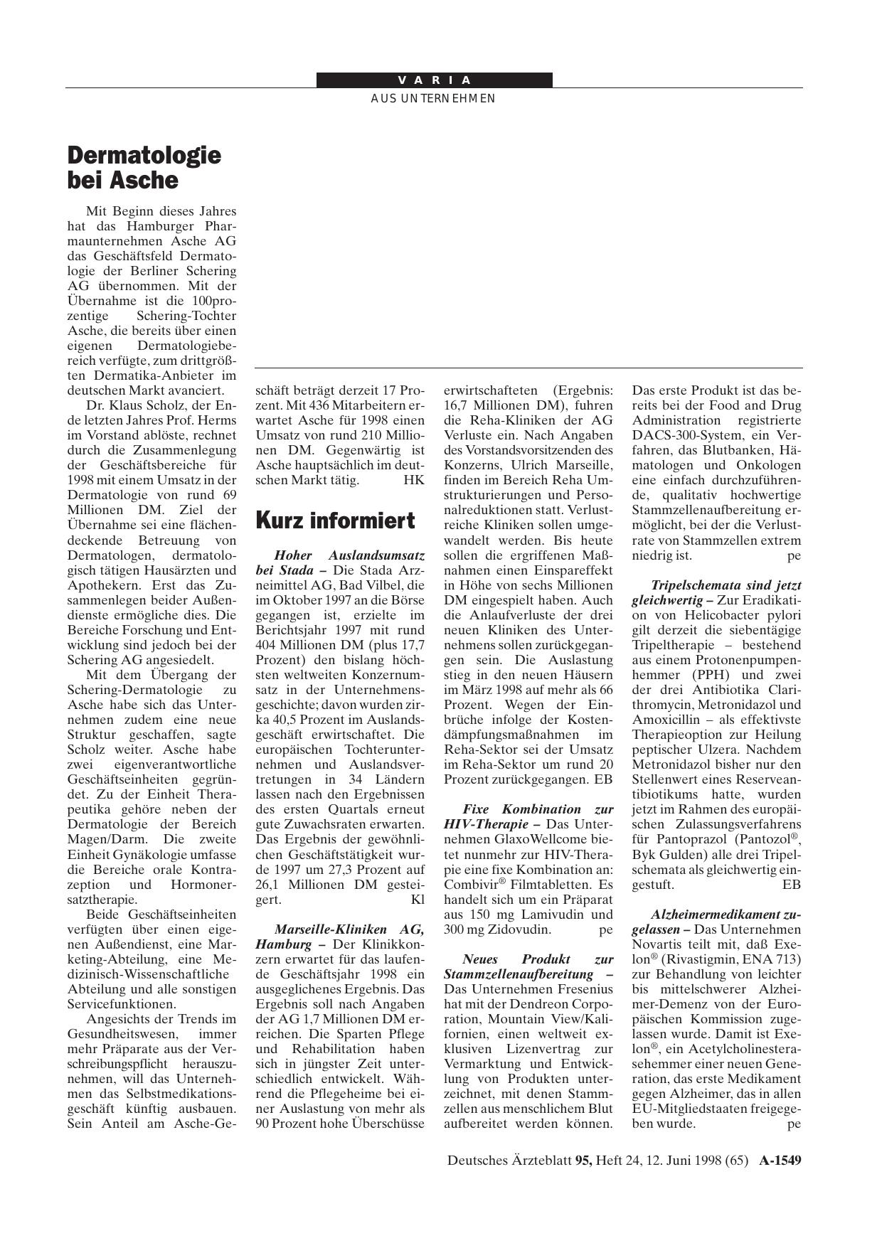 Vorschauseite 1: Dermatologie bei Asche