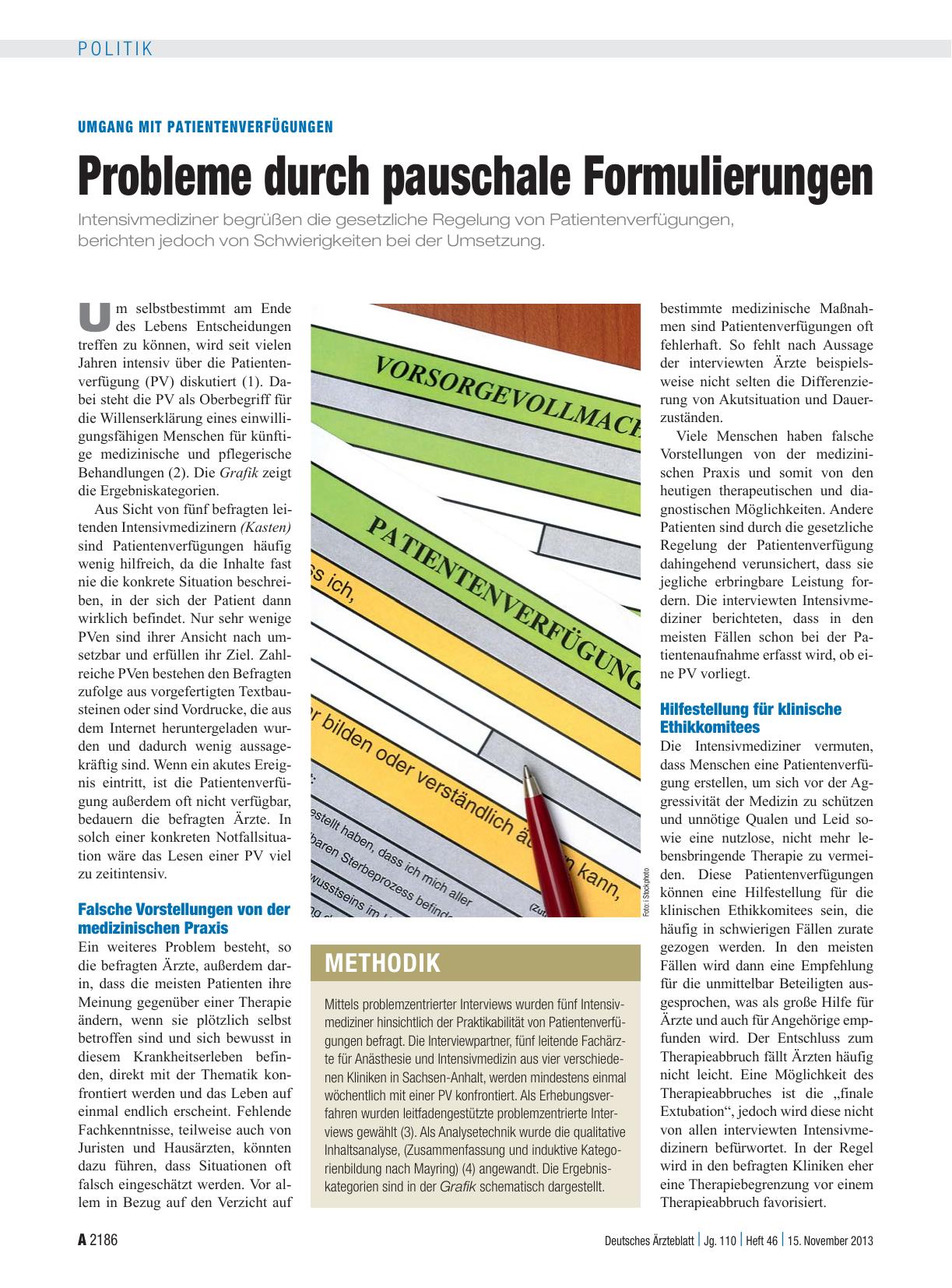Vorschauseite 1: Umgang mit Patientenverfügungen: Probleme durch pauschale Formulierungen