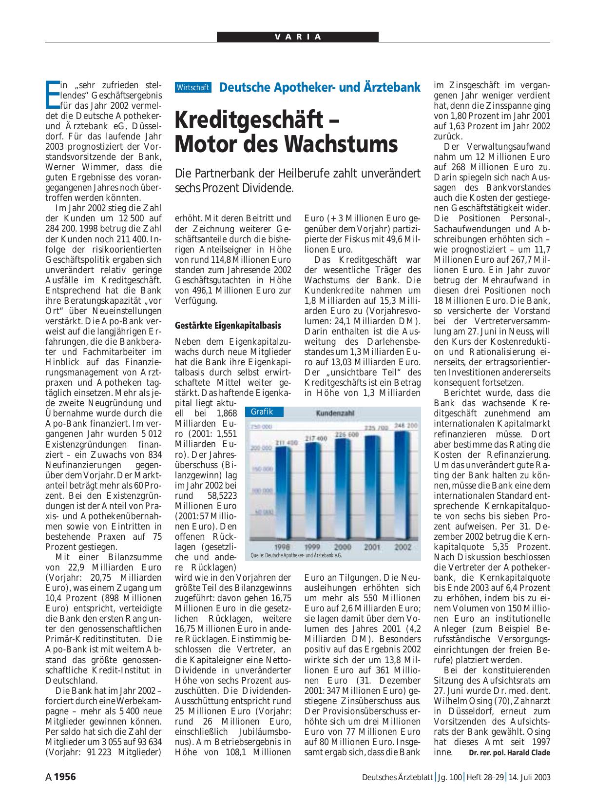 Vorschauseite 1: Deutsche Apothekerund Ärztebank: Kreditgeschäft – Motor des Wachstums