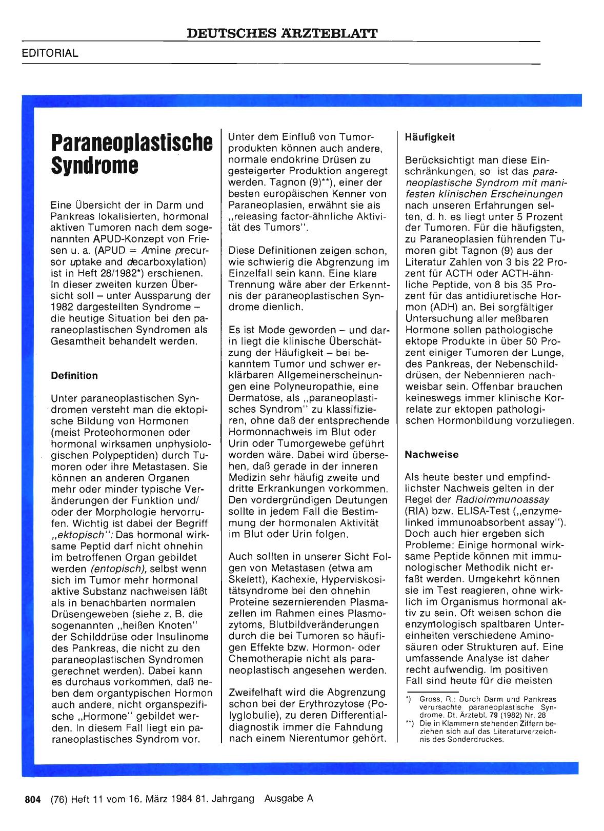 Vorschauseite 1: Paraneoplastische Syndrome