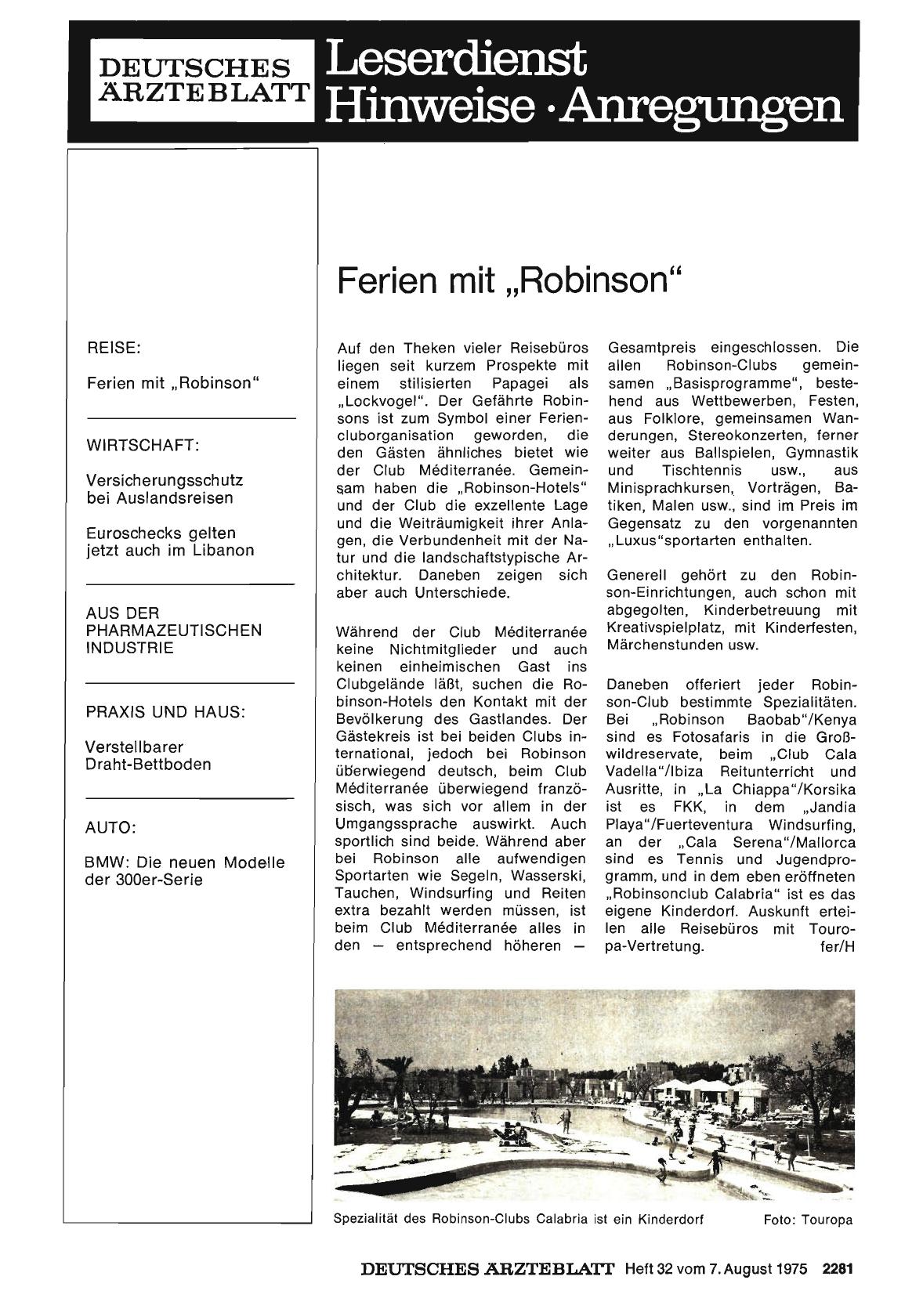 Vorschauseite 1: Ferien mit „Robinson“