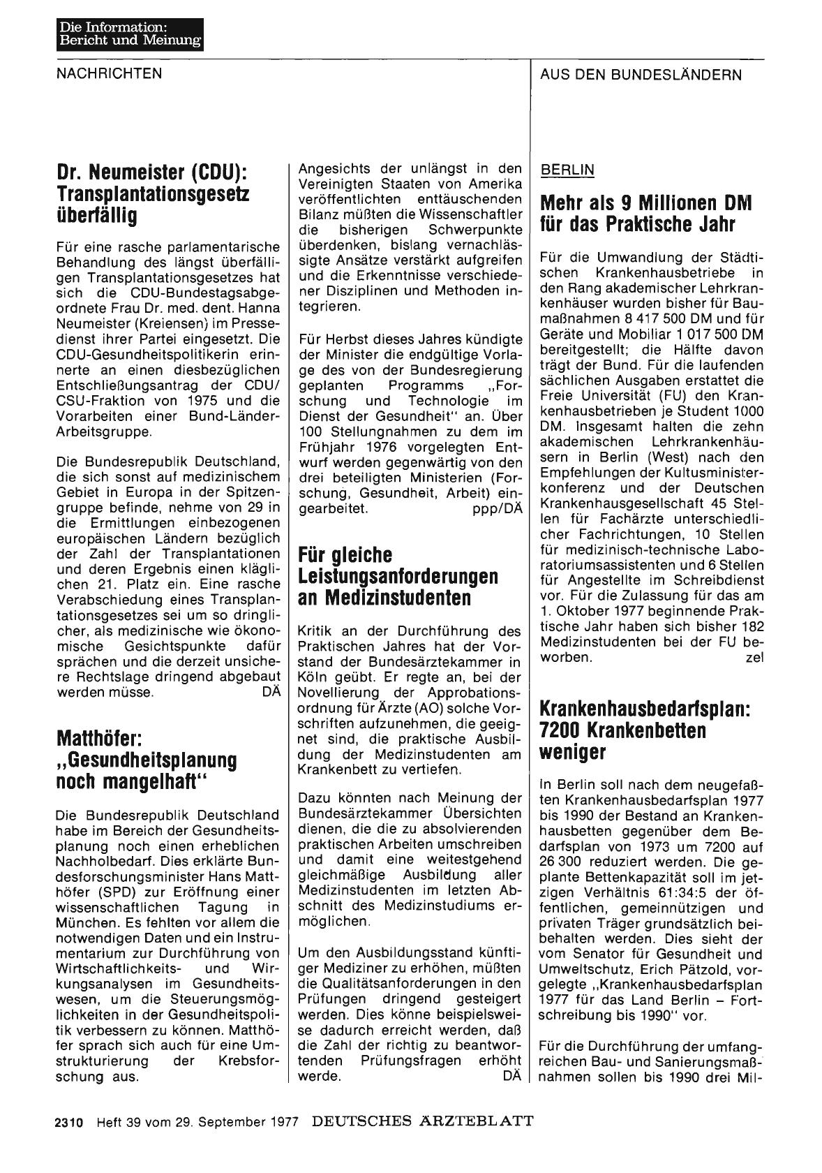 Vorschauseite 1: Matthöfer: „Gesundheitsplanung noch mangelhaft“
