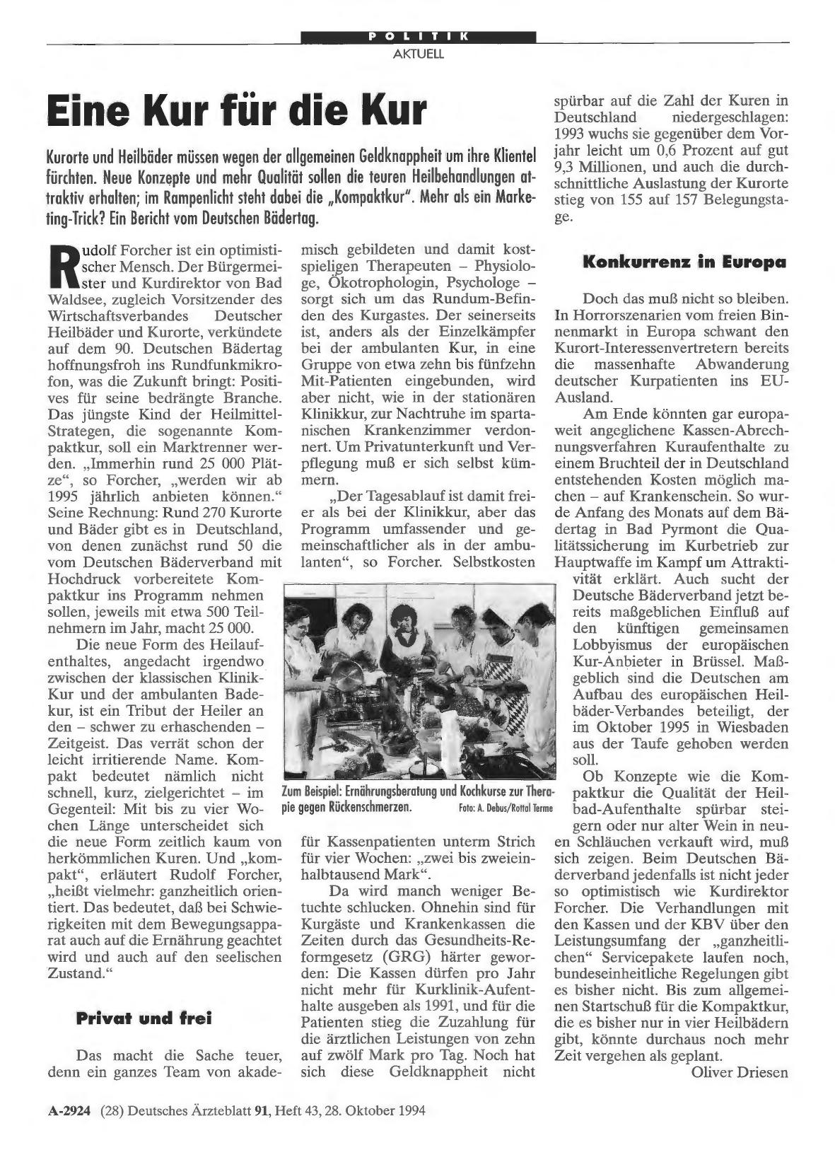 Vorschauseite 1: Eine Kur für die Kur