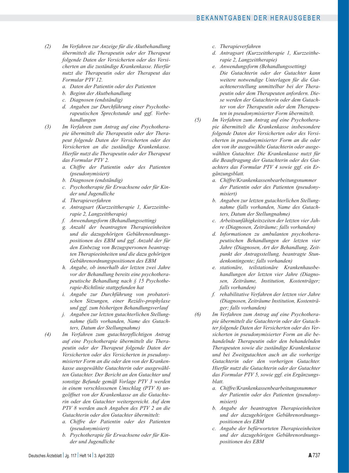 Vorschauseite 5: Änderung der Vereinbarung über die Anwendung von Psychotherapie in der vertragsärztlichen Versorgung (Psychotherapie-Vereinbarung) (Anlage 1 BMV-Ä): Artikel 1, Artikel 2, Inkraftt…