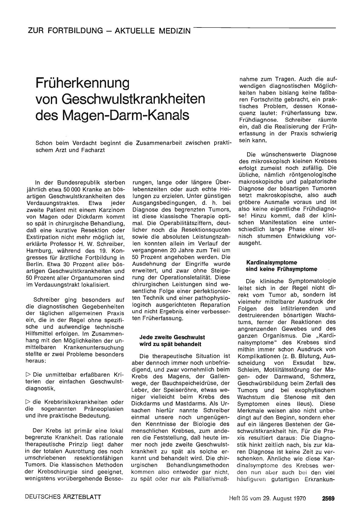 Vorschauseite 1: Früherkennung von Geschwulstkrankheiten des Magen-Darm-Kanals