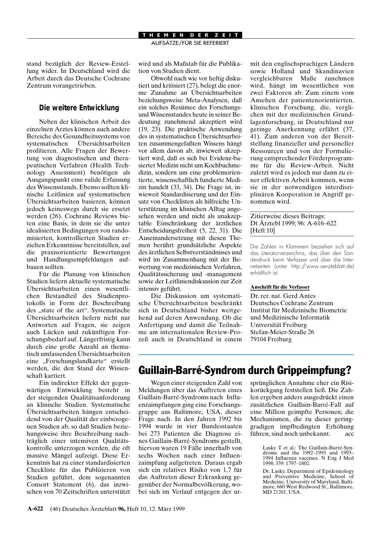 Vorschauseite 1: Guillain-Barré-Syndrom durch Grippeimpfung?