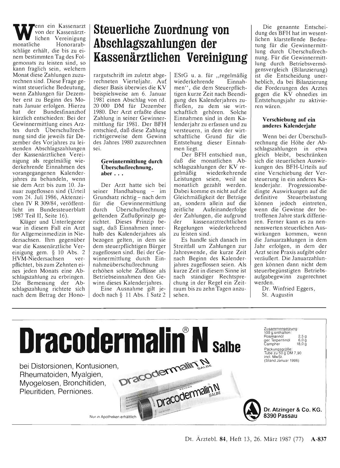 Vorschauseite 1: Steuerliche Zuordnung von Abschlagszahlungen der Kassenärztlichen Vereinigung