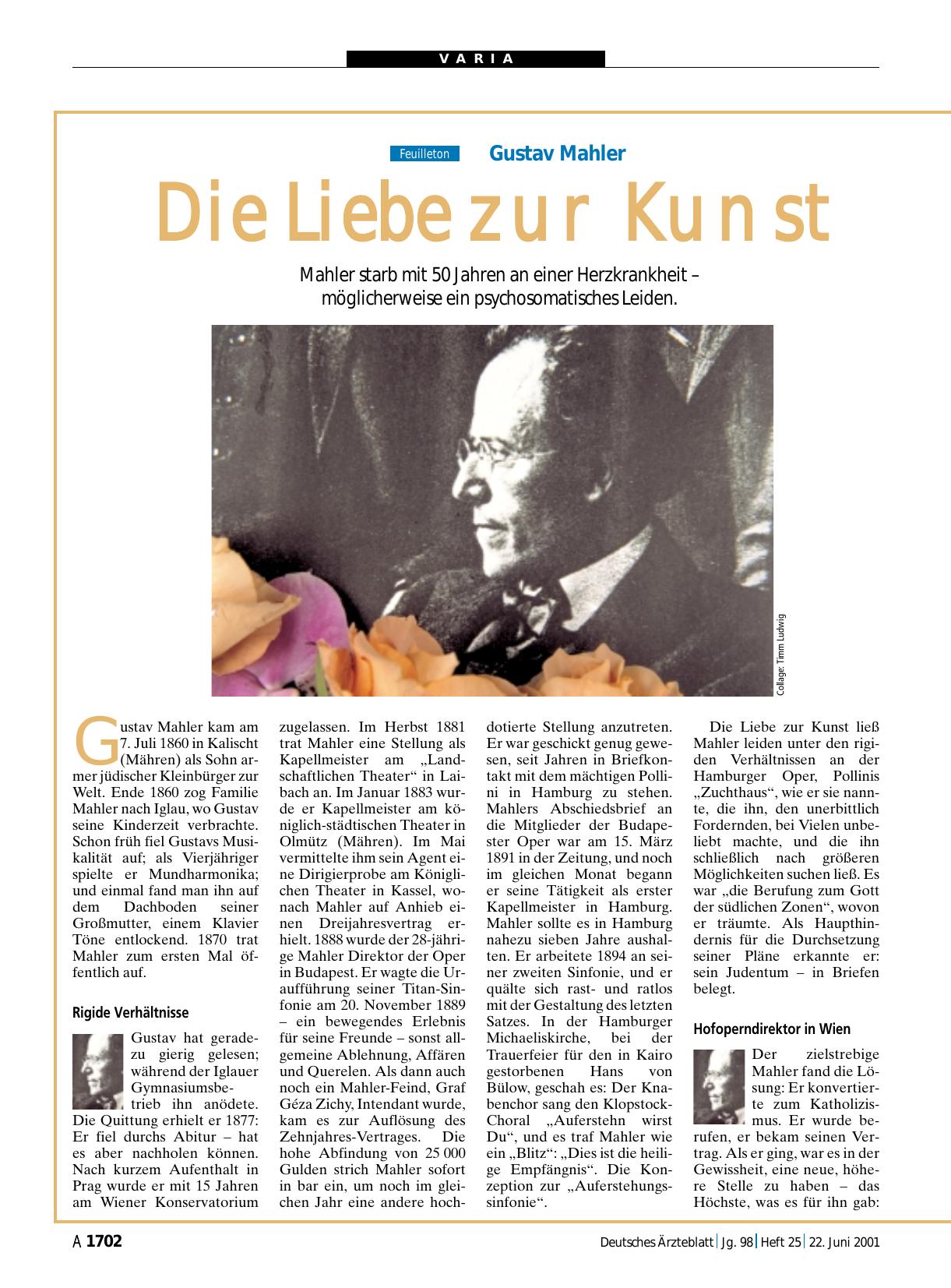 Vorschauseite 1: Gustav Mahler: Die Liebe zur Kunst