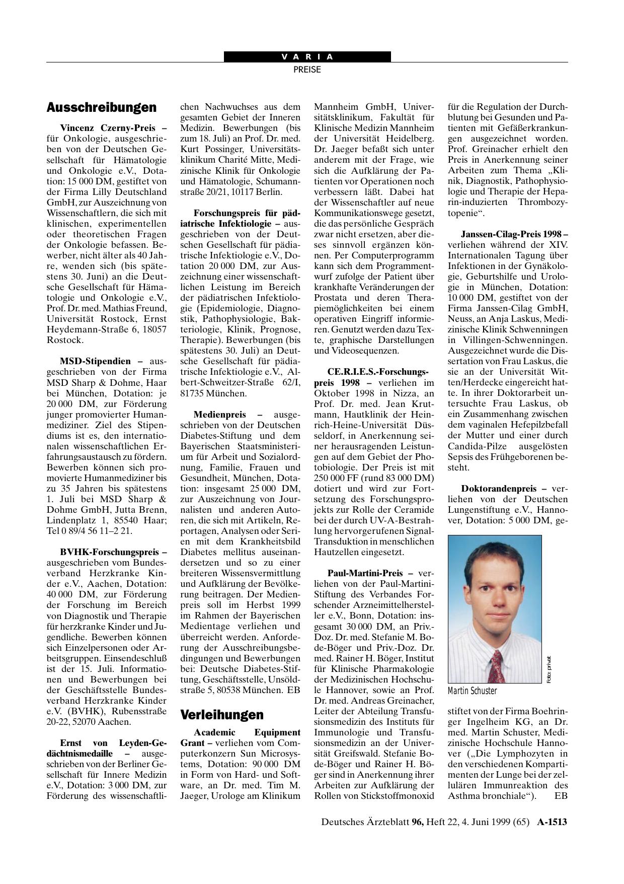 Vorschauseite 1: Verleihungen