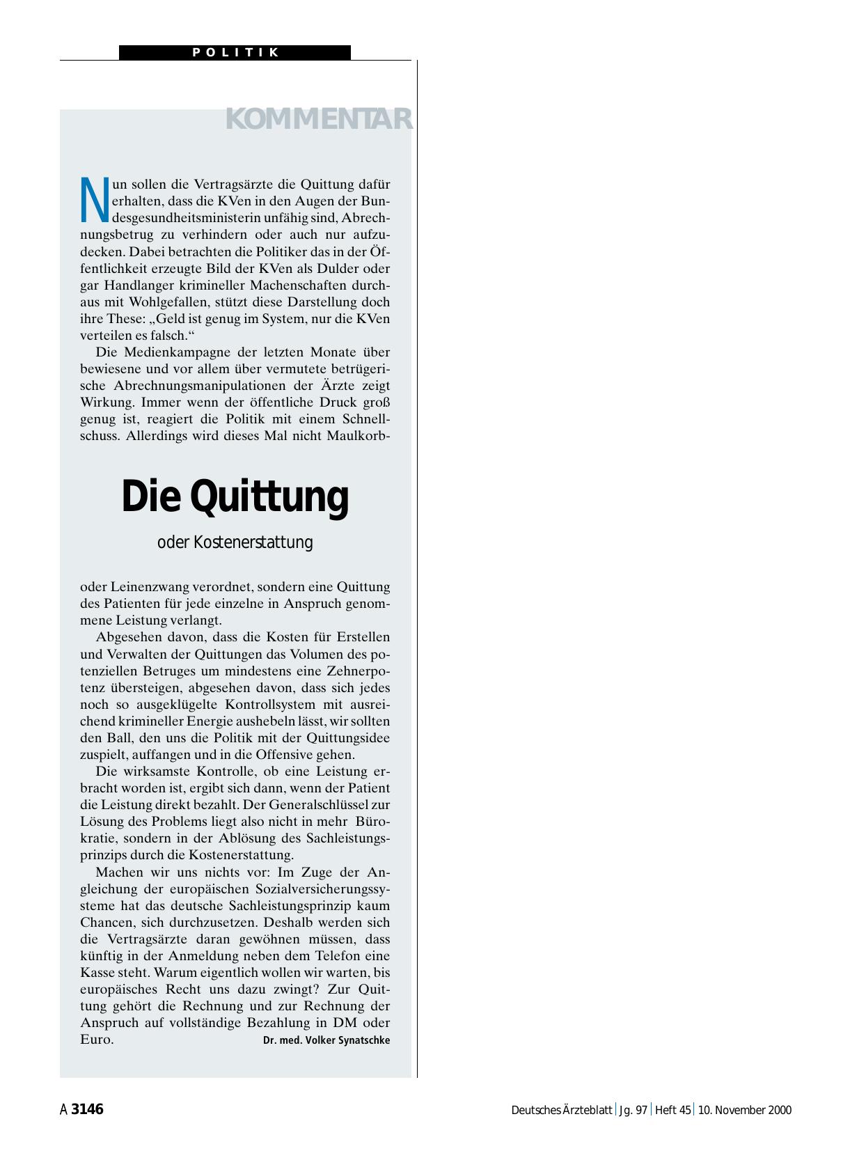 Vorschauseite 1: Die Quittung oder Kostenerstattung