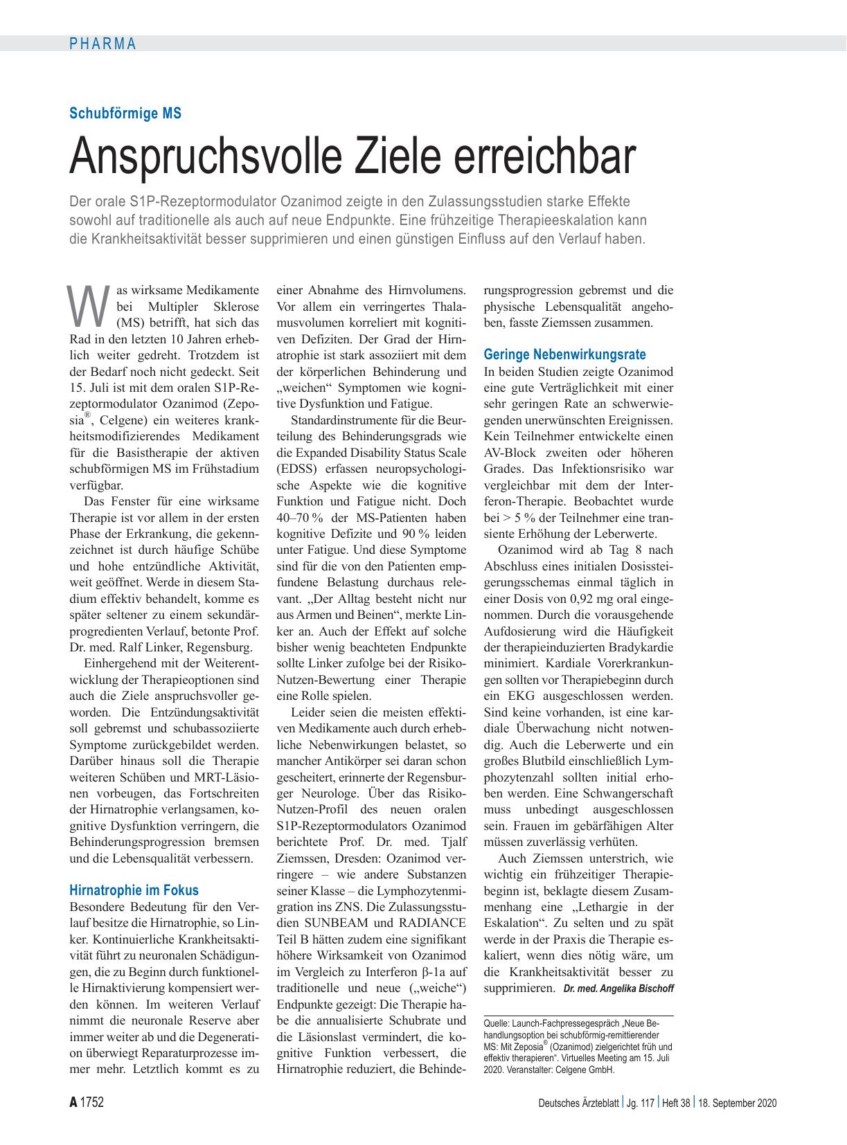 Vorschauseite 1: Schubförmige MS: Anspruchsvolle Ziele erreichbar