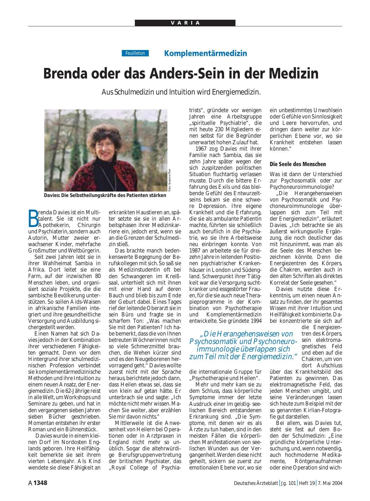 Vorschauseite 1: Komplementärmedizin: Brenda oder das Anders-Sein in der Medizin
